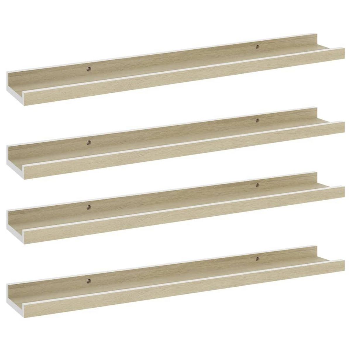 VIDAXL Etageres murales 4 pcs blanc et chene sonoma 60x9x3 cm