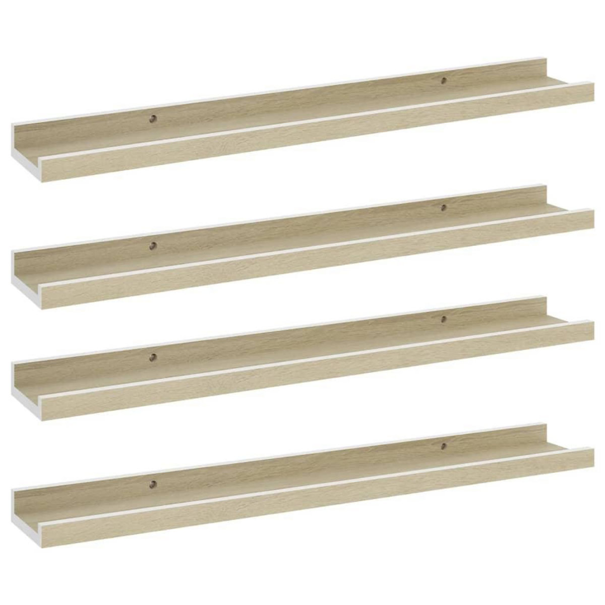 VIDAXL Etageres murales 4 pcs blanc et chene sonoma 60x9x3 cm