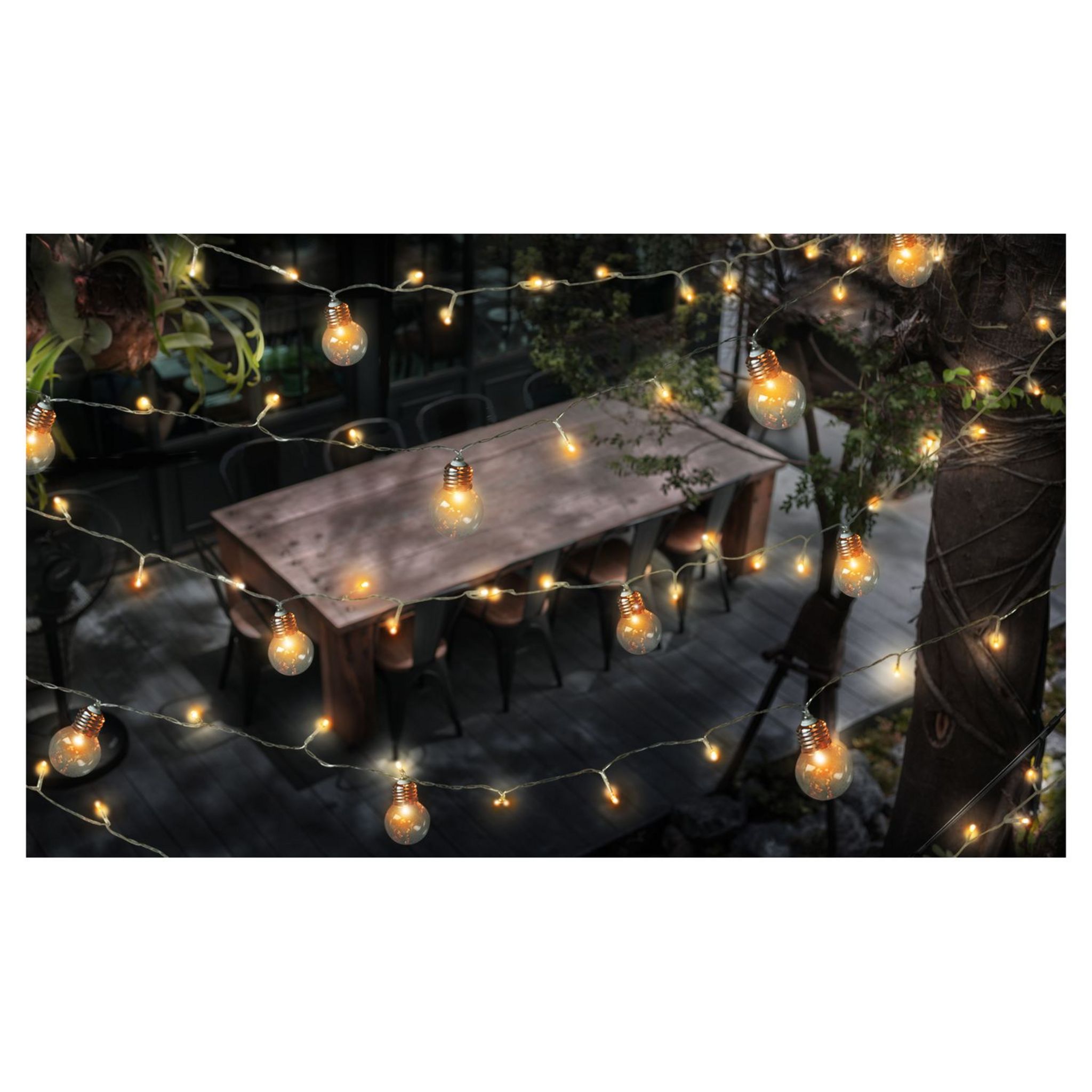 Inkazen Lampe solaire 100 leds + 11 ampoules blanc chaud