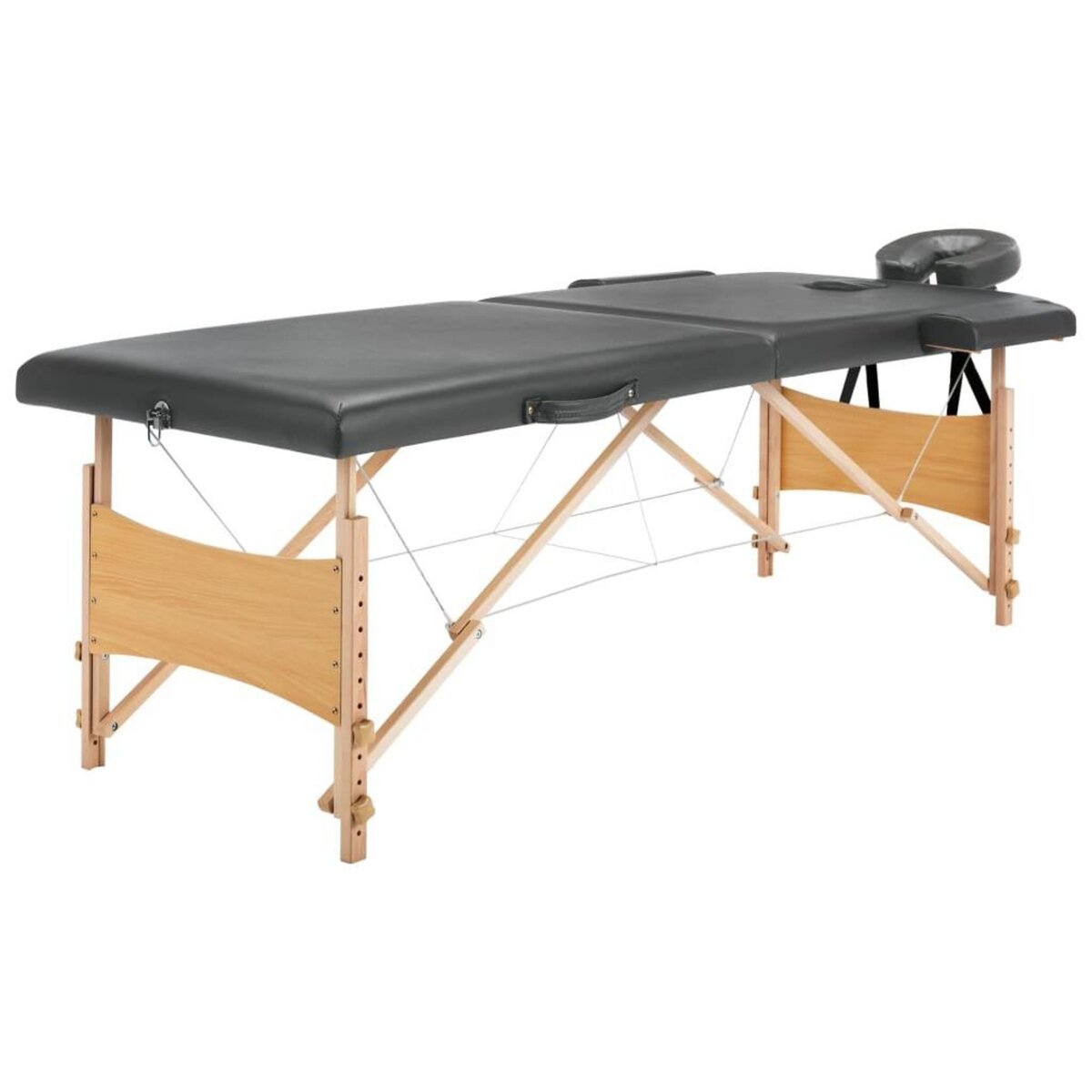 VIDAXL Table de massage avec 2 zones Cadre en bois Anthracite 186x68cm