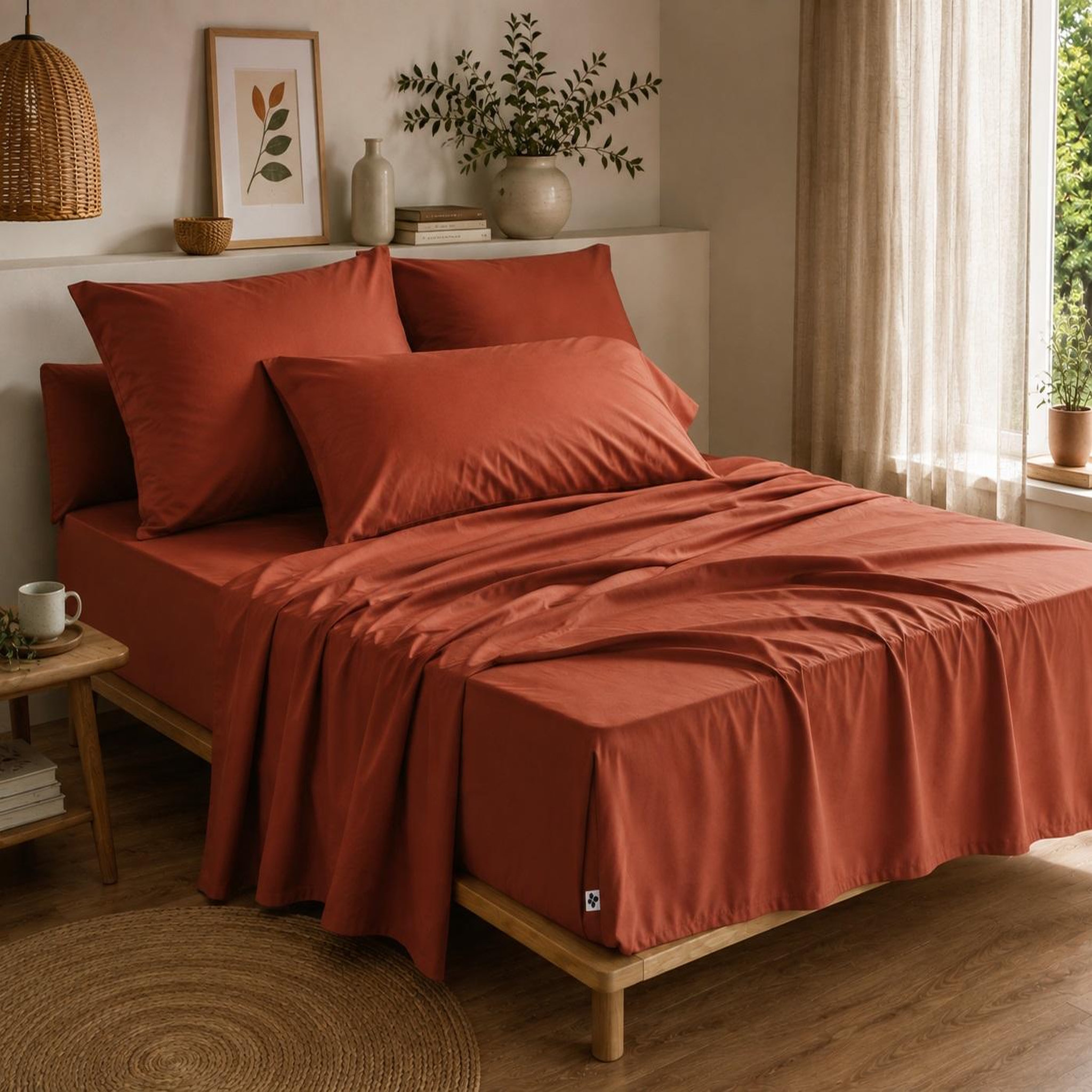 Voir la diapositive 2 : Eden Drap housse double gaze de coton gaïa