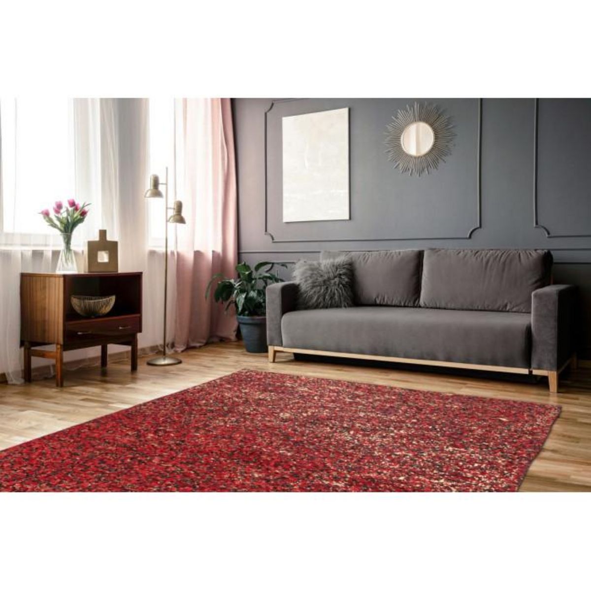Paris Prix Tapis en Cuir Fait Main  Finish  Rouge & Or