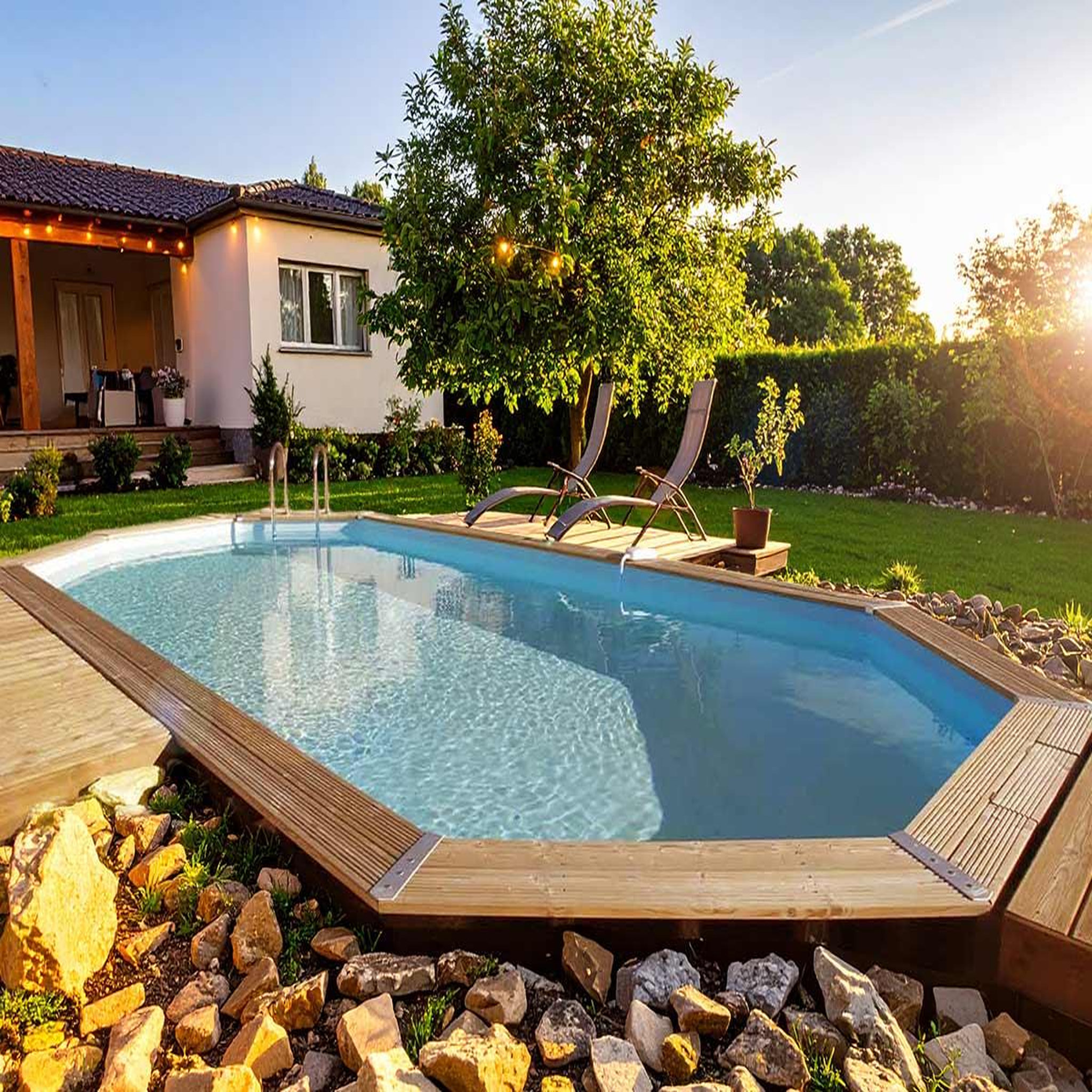 Voir la diapositive 5 : Ubbink Piscine bois Azura 6,10 x 4,00 x 1,20 m - Liner bleu - Ubbink