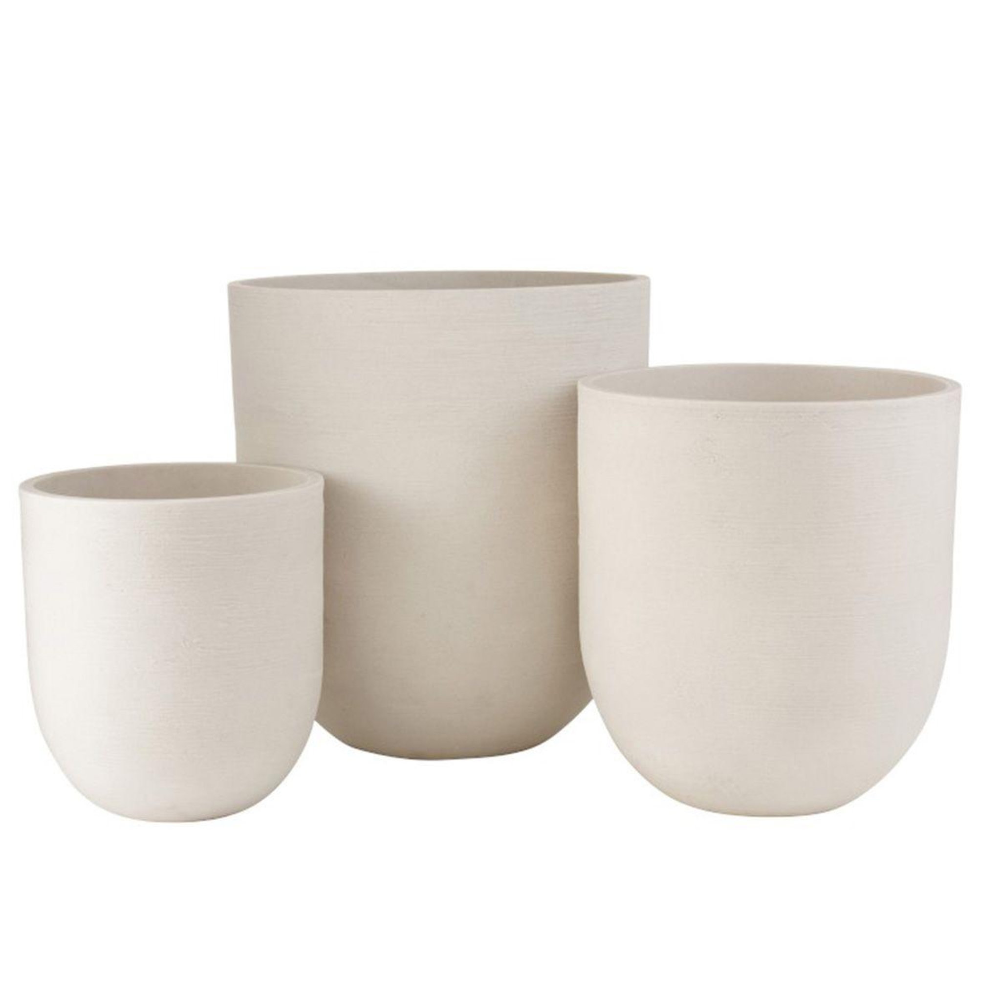 J-LINE Lot de 3 vases en céramique  roda  61cm blanc