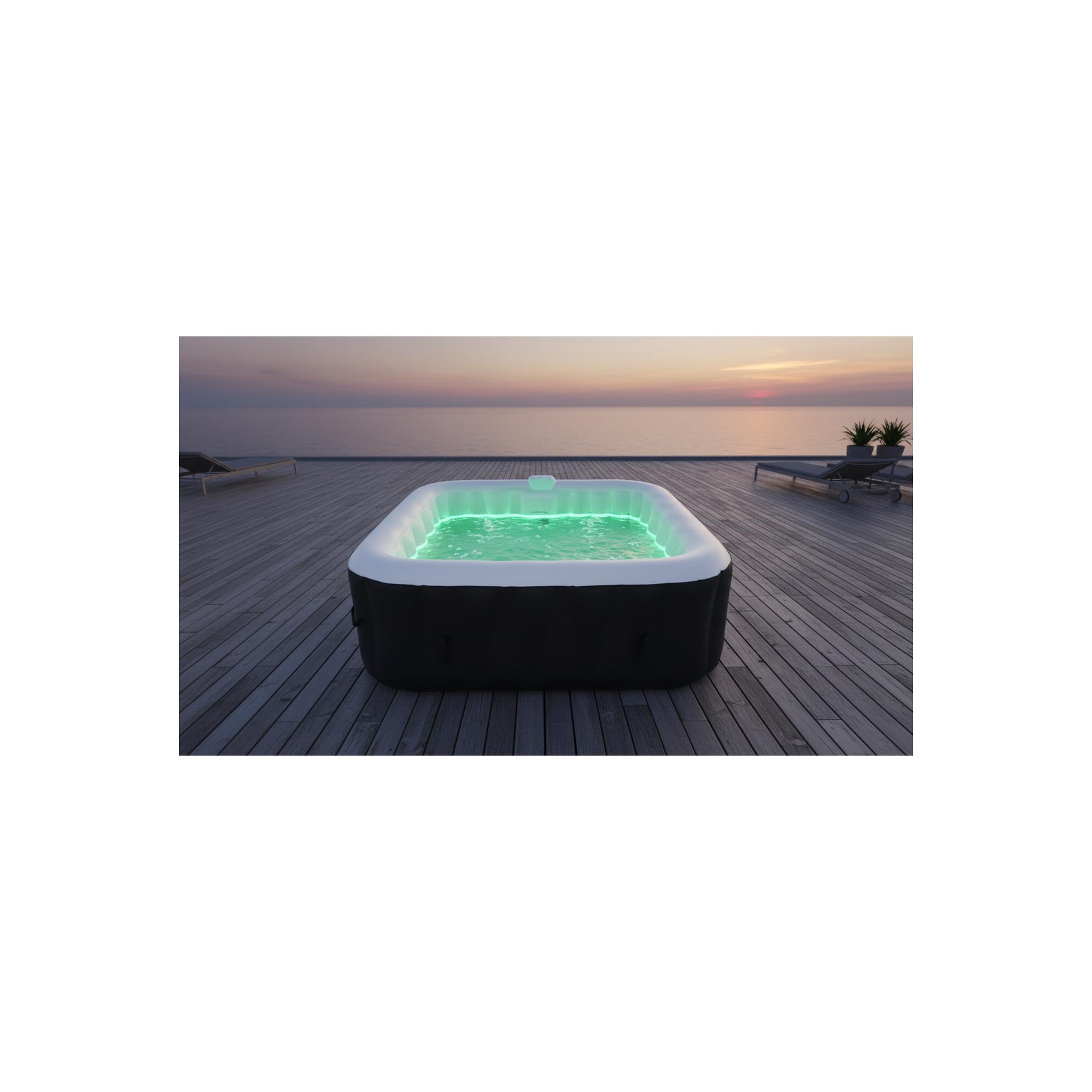 Voir la diapositive 2 : SUNSPA Spa gonflable 6 places carré - sunspa - bandeau led inclus - dimensions : 185 x 185 cm