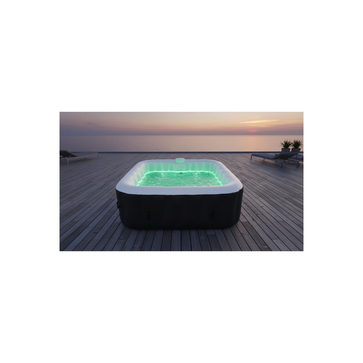 SUNSPA Spa gonflable 6 places carré - Sunspa - Bandeau LED inclus - Dimensions : 185 x 185 cm