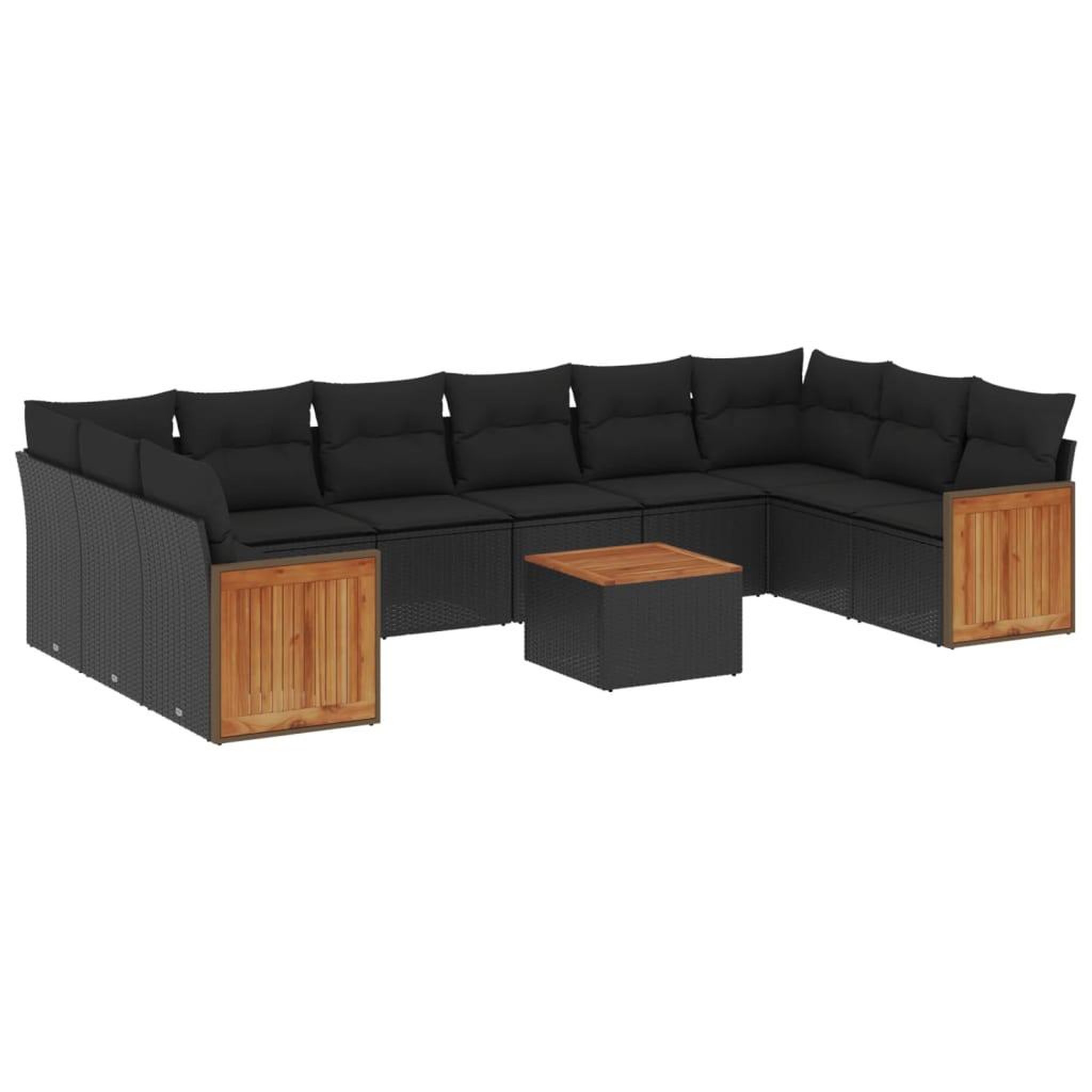 Voir la diapositive 2 : VIDAXL Salon de jardin 11 pcs avec coussins noir resine tressee