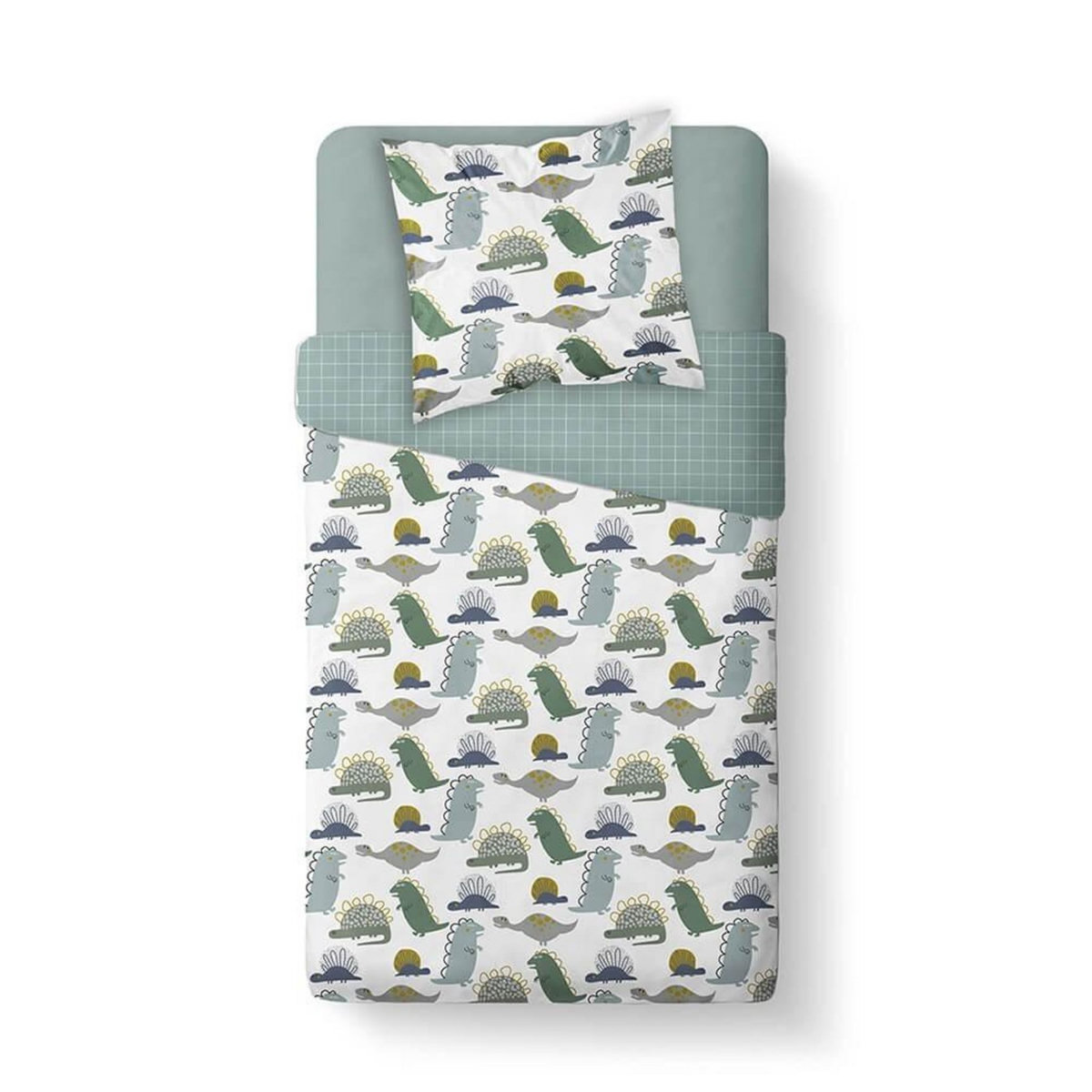 Today Housse de couette 140x200 Kids Happy Dinorama + 1 taie 100% coton 57 fils