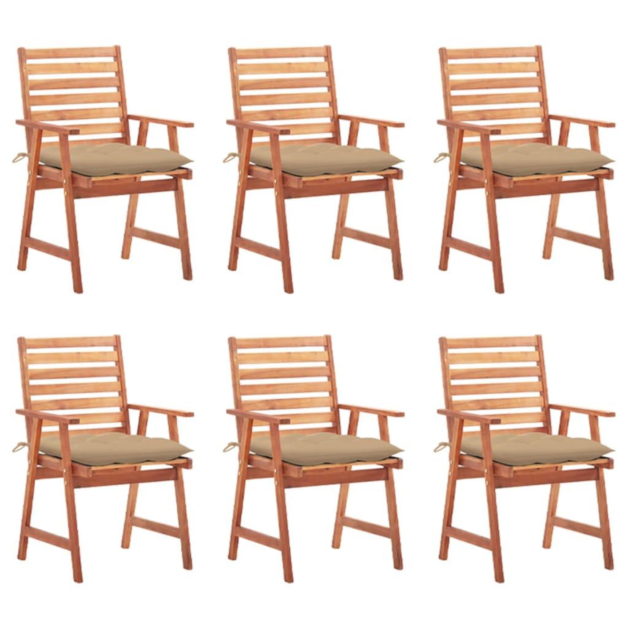 Voir la diapositive 1 : VIDAXL Chaises a manger d'exterieur lot de 6 et coussins Acacia massif