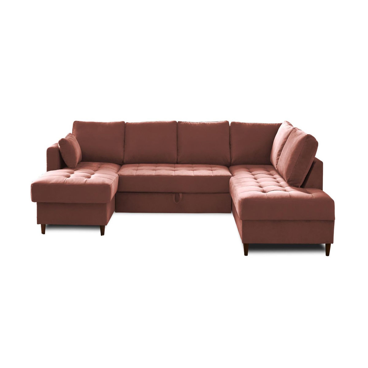 LISA DESIGN Anna - canapé panoramique d'angle droit - 7 places - convertible avec coffre - en velours