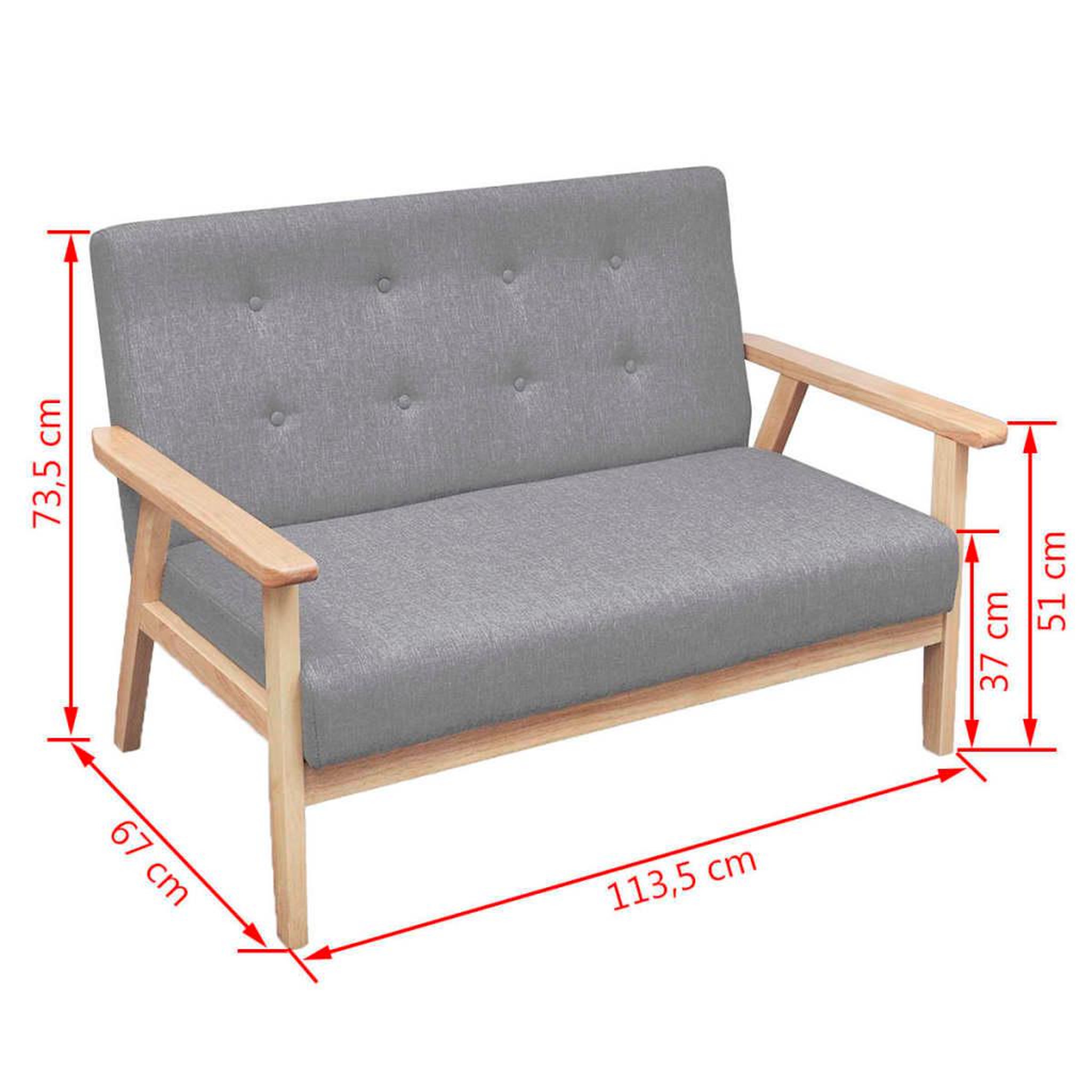 Voir la diapositive 6 : VIDAXL Canape a 2 places Tissu Gris clair