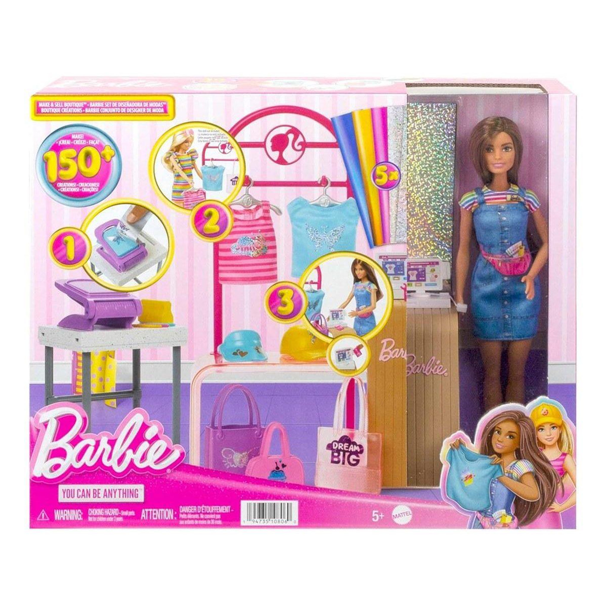 Voir la diapositive 3 : MATTEL Barbie - Coffret Boutique Créations avec Portant et accessoires