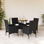 VIDAXL Ensemble a manger de jardin et coussins 5 pcs noir rotin acacia