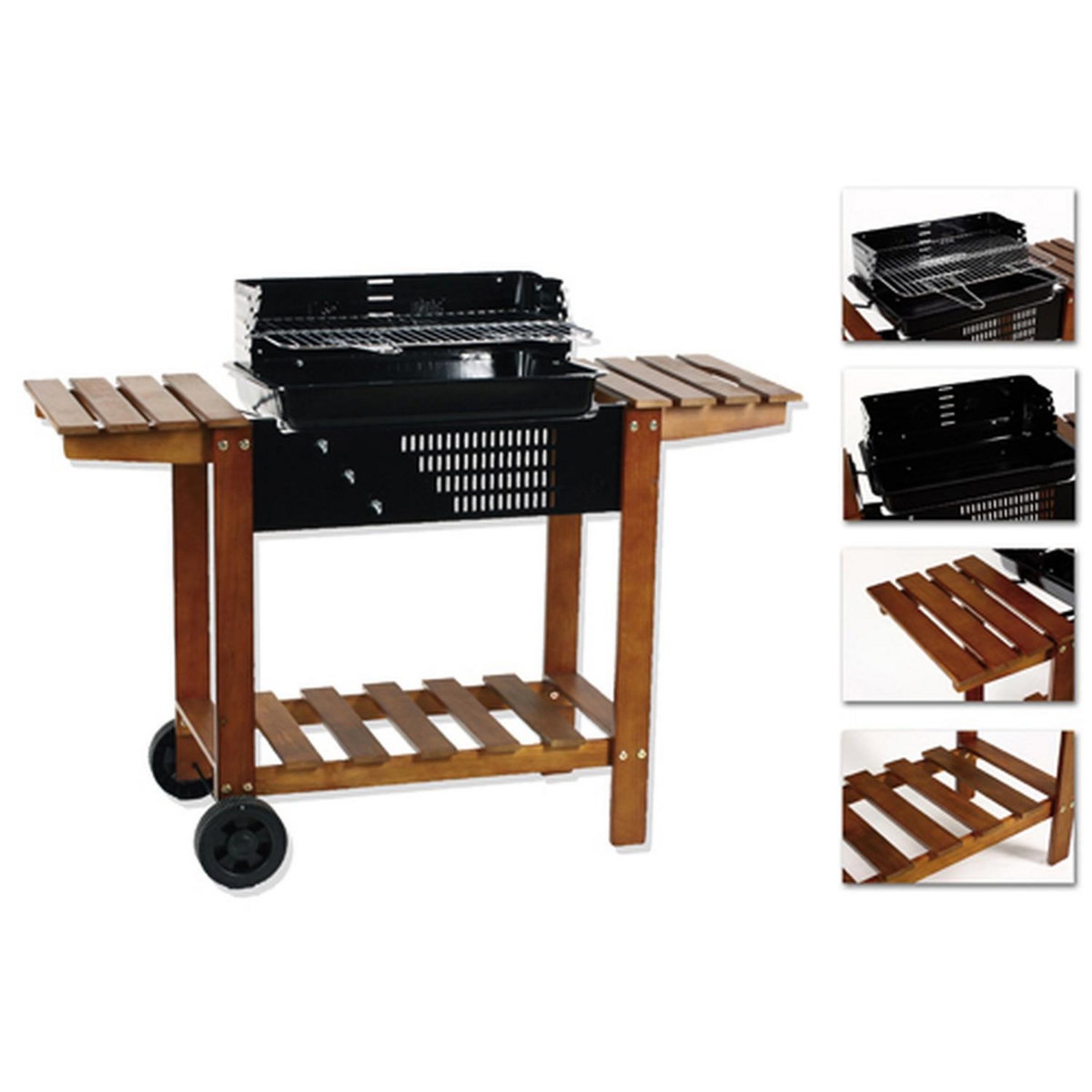 NEKA Barbecue à charbon Etretat - Bois et acier époxy