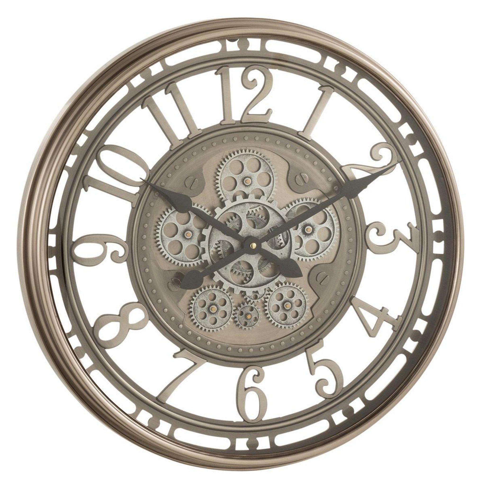 Voir la diapositive 1 : J-LINE Horloge murale vintage  mécanisme  53cm argent