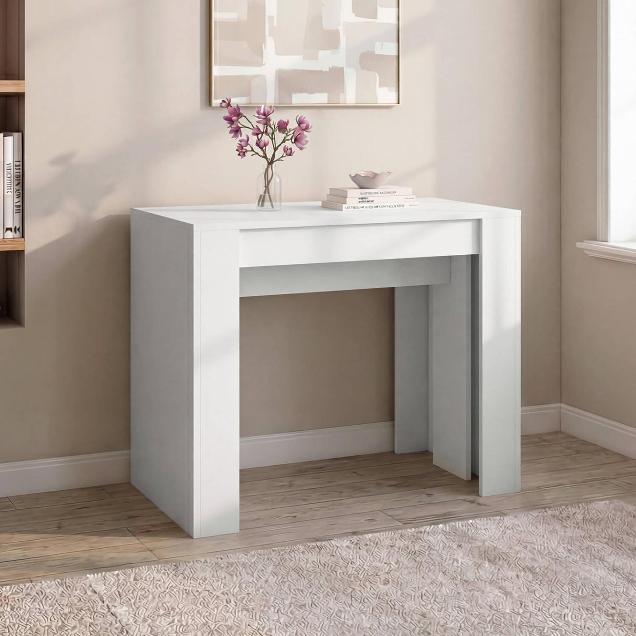 Voir la diapositive 3 : ID MARKET Table console extensible orlando 10 personnes 235 cm bois blanc