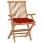 Voir la diapositive 2 : VIDAXL Chaises de jardin avec coussins rouge lot de 2 Bois teck massif