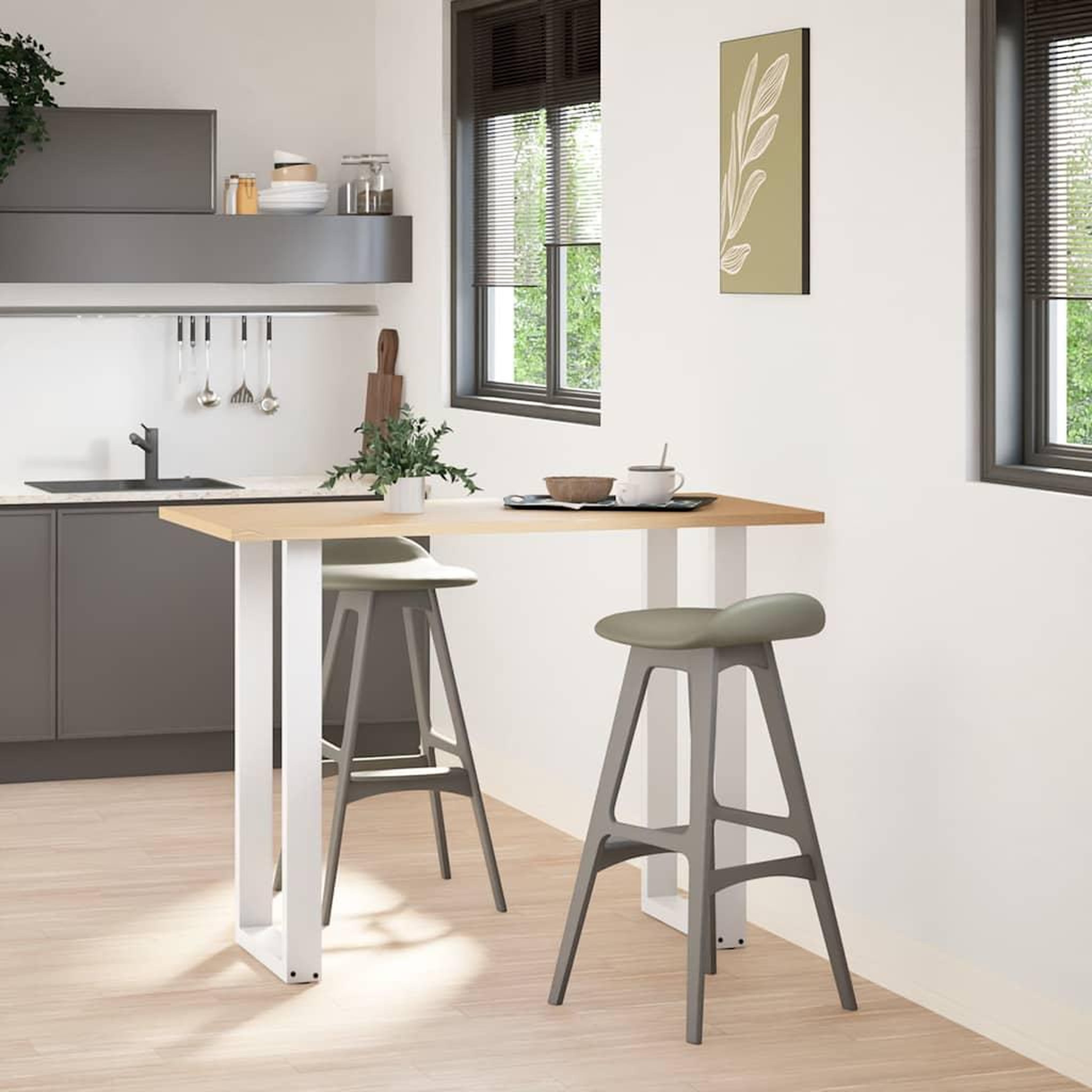 Voir la diapositive 2 : VIDAXL Pieds de table basse forme de U 2pcs blanc 40x(100-101)cm acier