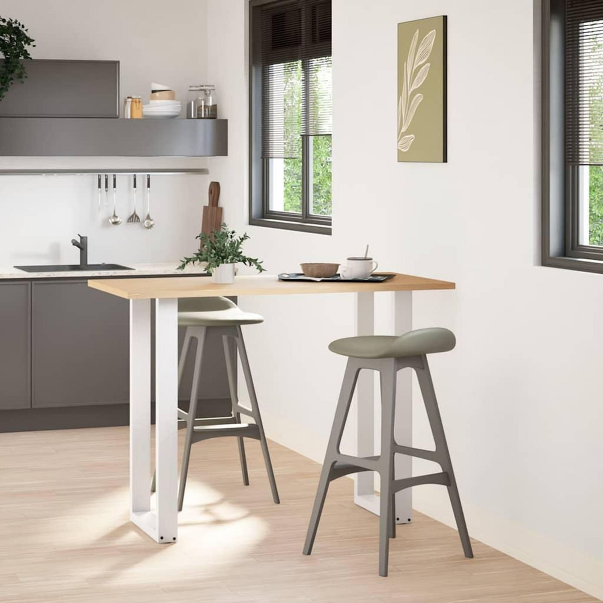 VIDAXL Pieds de table basse forme de U 2pcs blanc 40x(100-101)cm acier