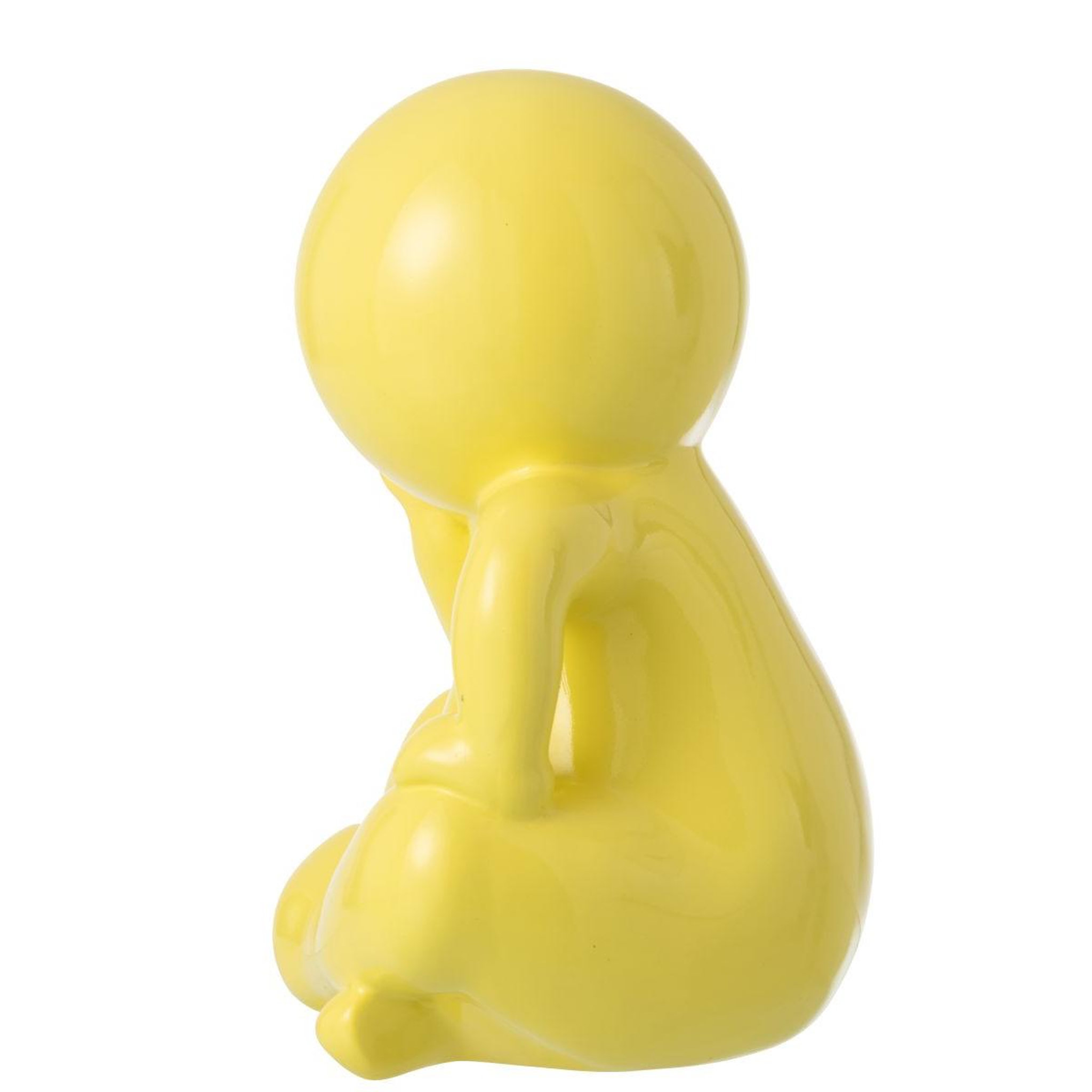 Voir la diapositive 4 : J-LINE Statuette déco unie  marcel  35cm jaune