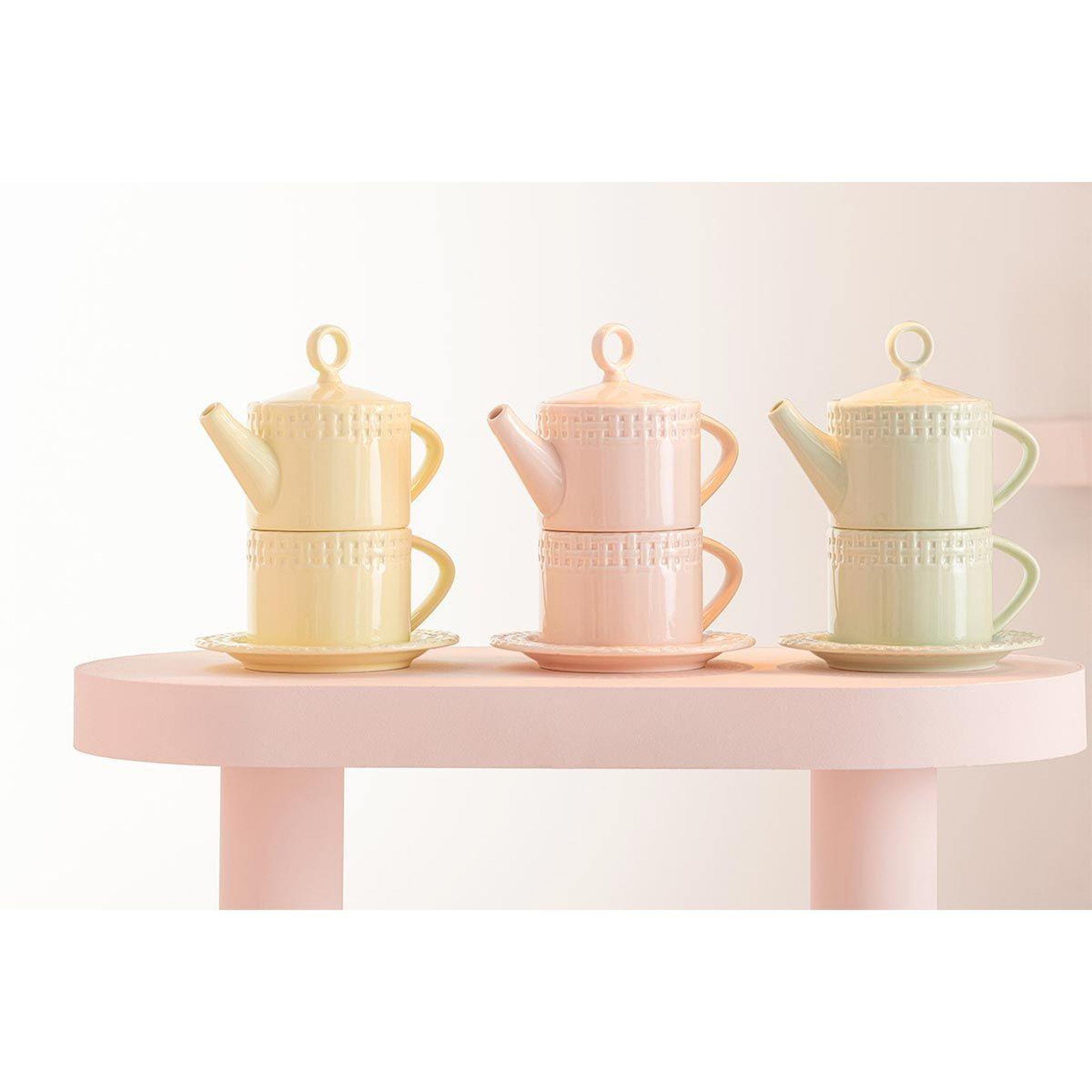 Voir la diapositive 3 : J-LINE Théière & 1 Tasse Design  Vercer  22cm Pêche