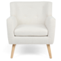 Voir la diapositive 3 : ID MARKET Fauteuil scandinave LIV en tissu bouclette blanc
