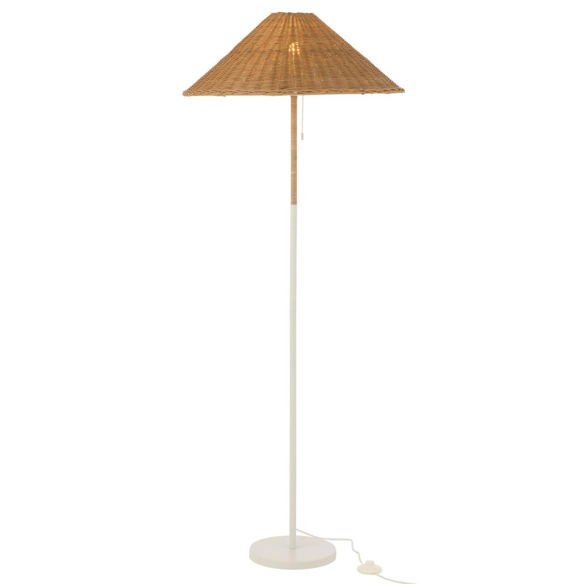Voir la diapositive 2 : J-LINE Lampadaire en rotin  preston  154cm naturel & blanc