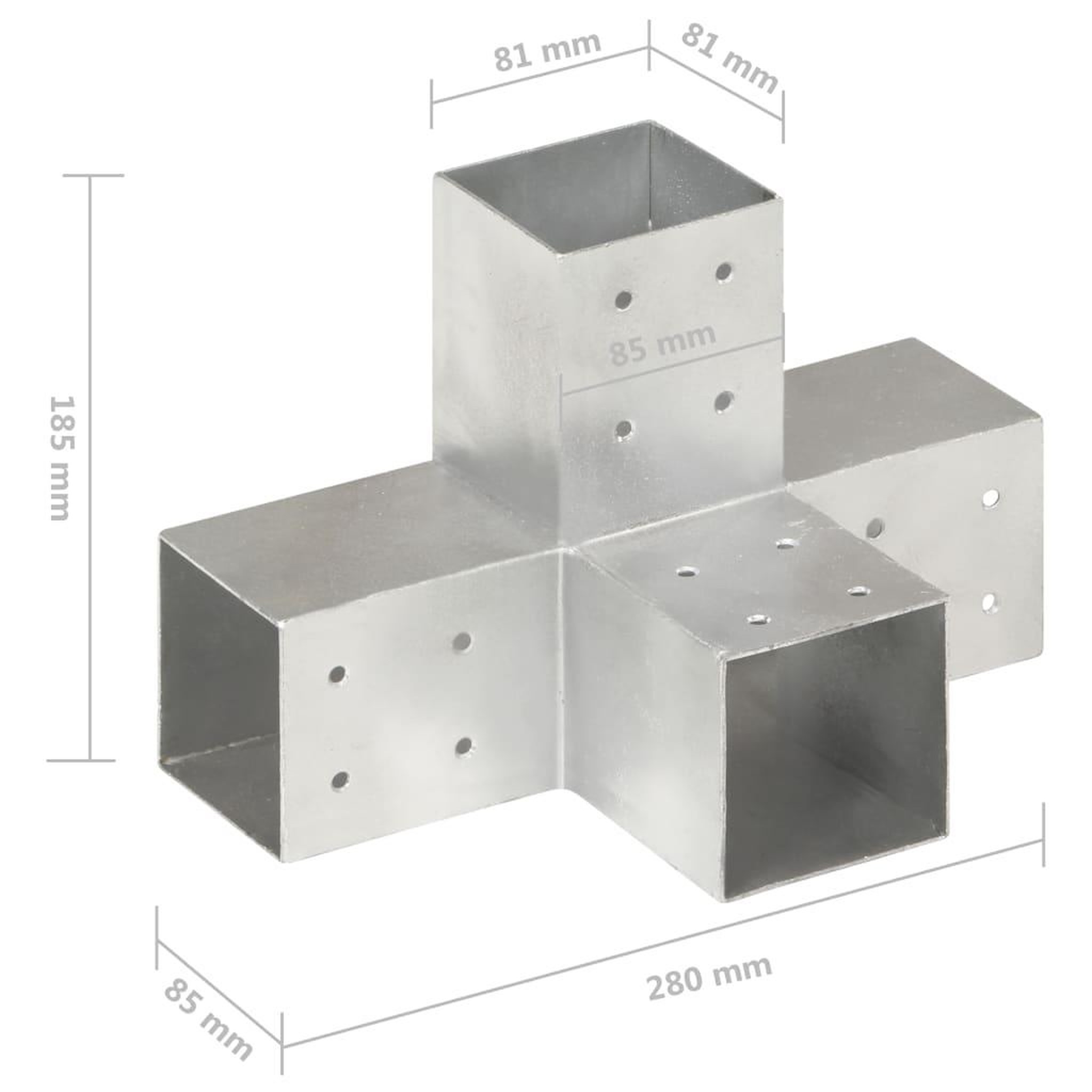 Voir la diapositive 6 : VIDAXL Connecteur de poteau Forme en X Metal galvanise 81x81 mm