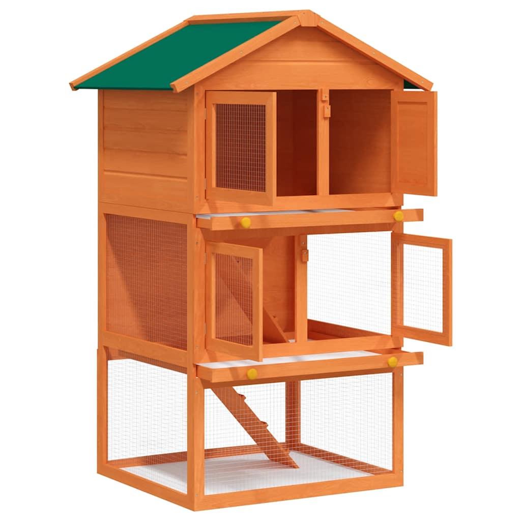 Voir la diapositive 2 : VIDAXL Clapier d'exterieur enclos pour petits animaux 3 niveaux bois