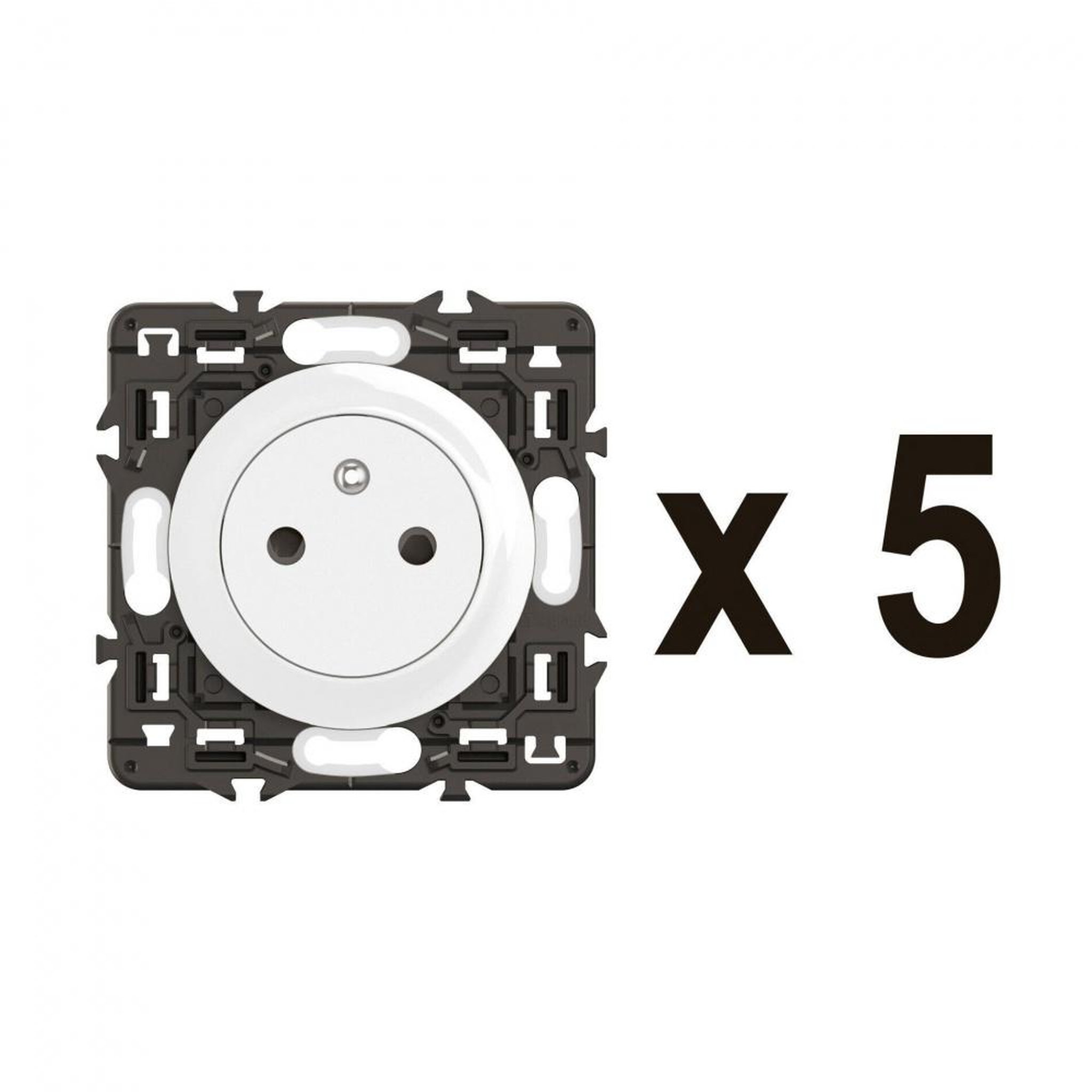 Legrand Lot de 5 prises avec terre, à assembler, LEGRAND Celiane, blanc