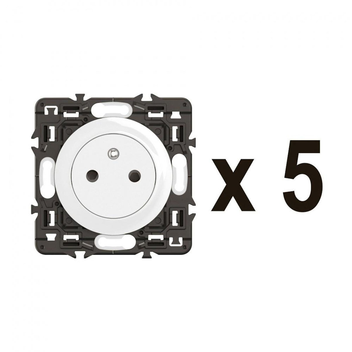 Legrand Lot de 5 prises avec terre, à assembler, LEGRAND Celiane, blanc