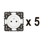 Legrand Lot de 5 prises avec terre, à assembler, LEGRAND Celiane, blanc
