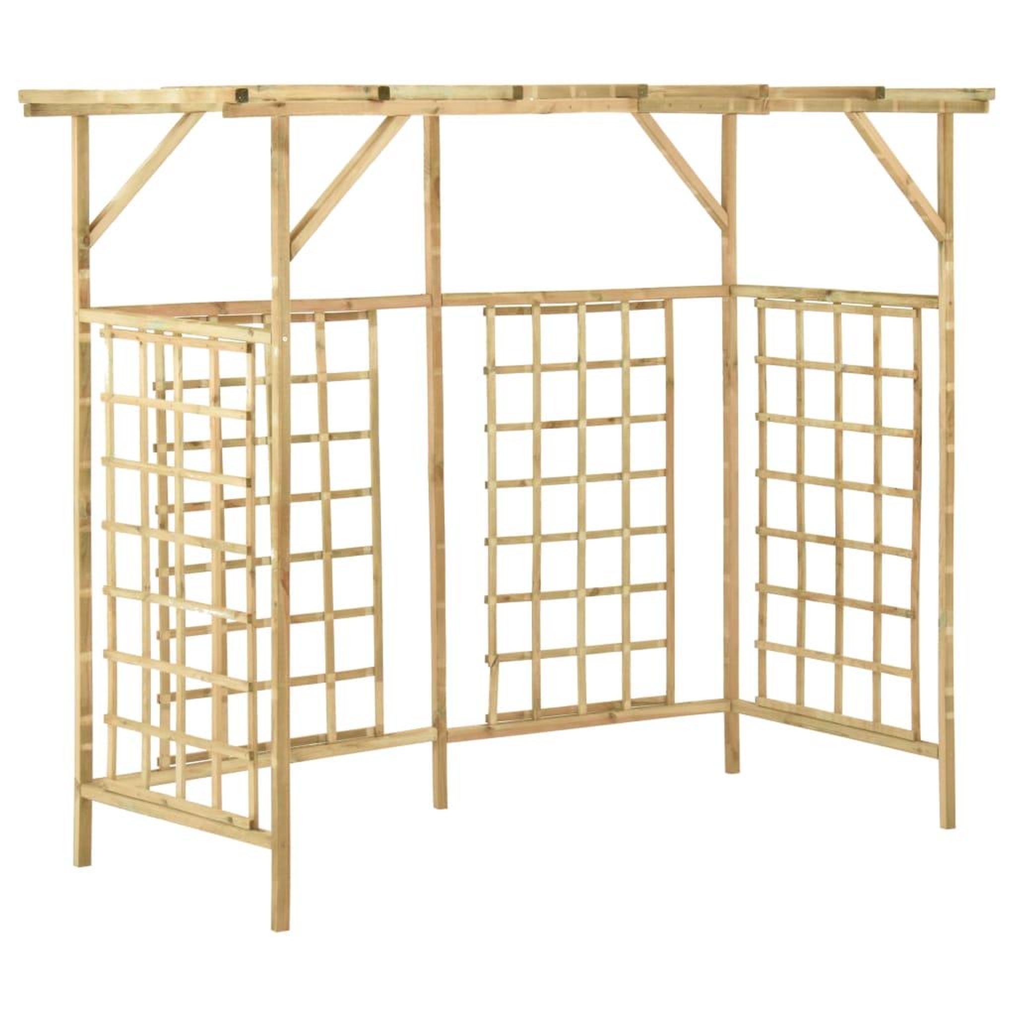 Voir la diapositive 2 : VIDAXL Pergola de jardin pour poubelles triples Bois de pin impregne