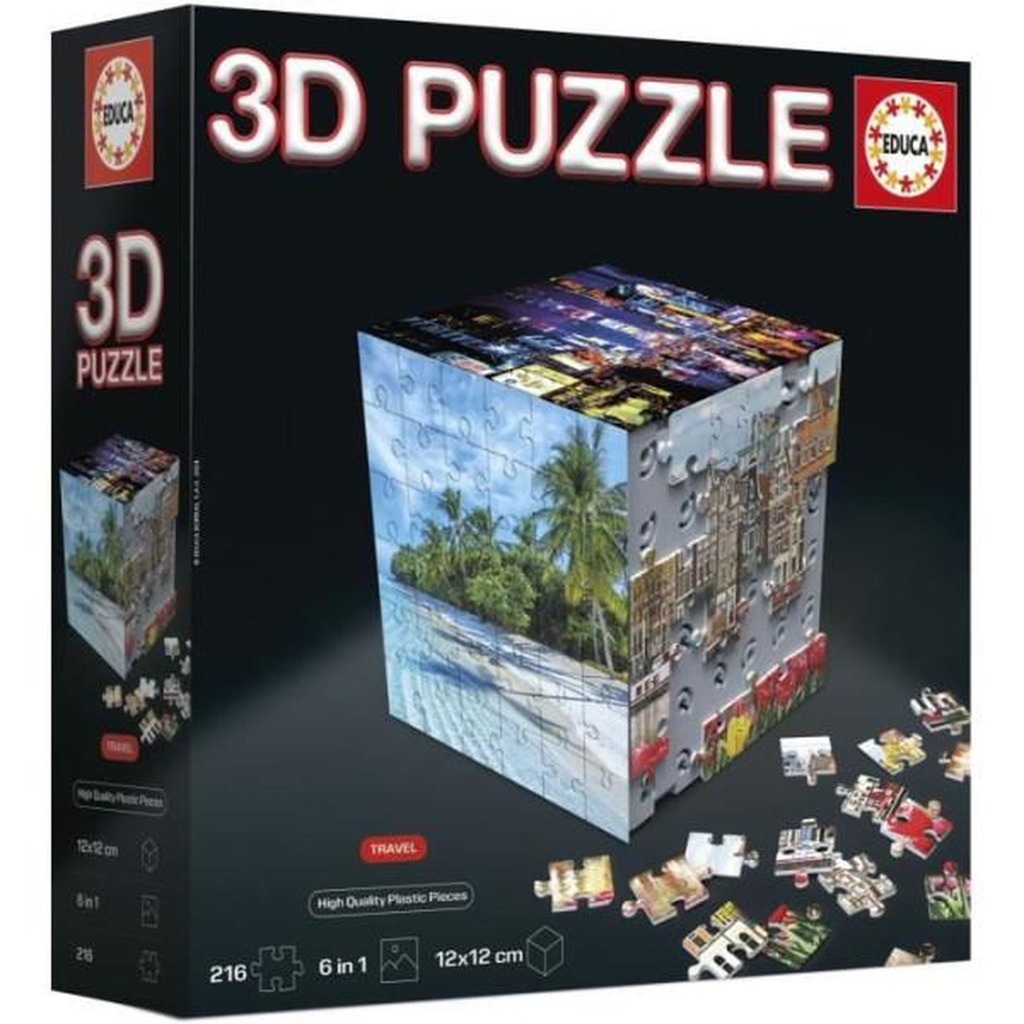 Voir la diapositive 4 : EDUCA Puzzle 3d - educa - cube voyage - 216 pieces - 6 puzzles de 36 pieces - défi ludique 8 ans + (20124)