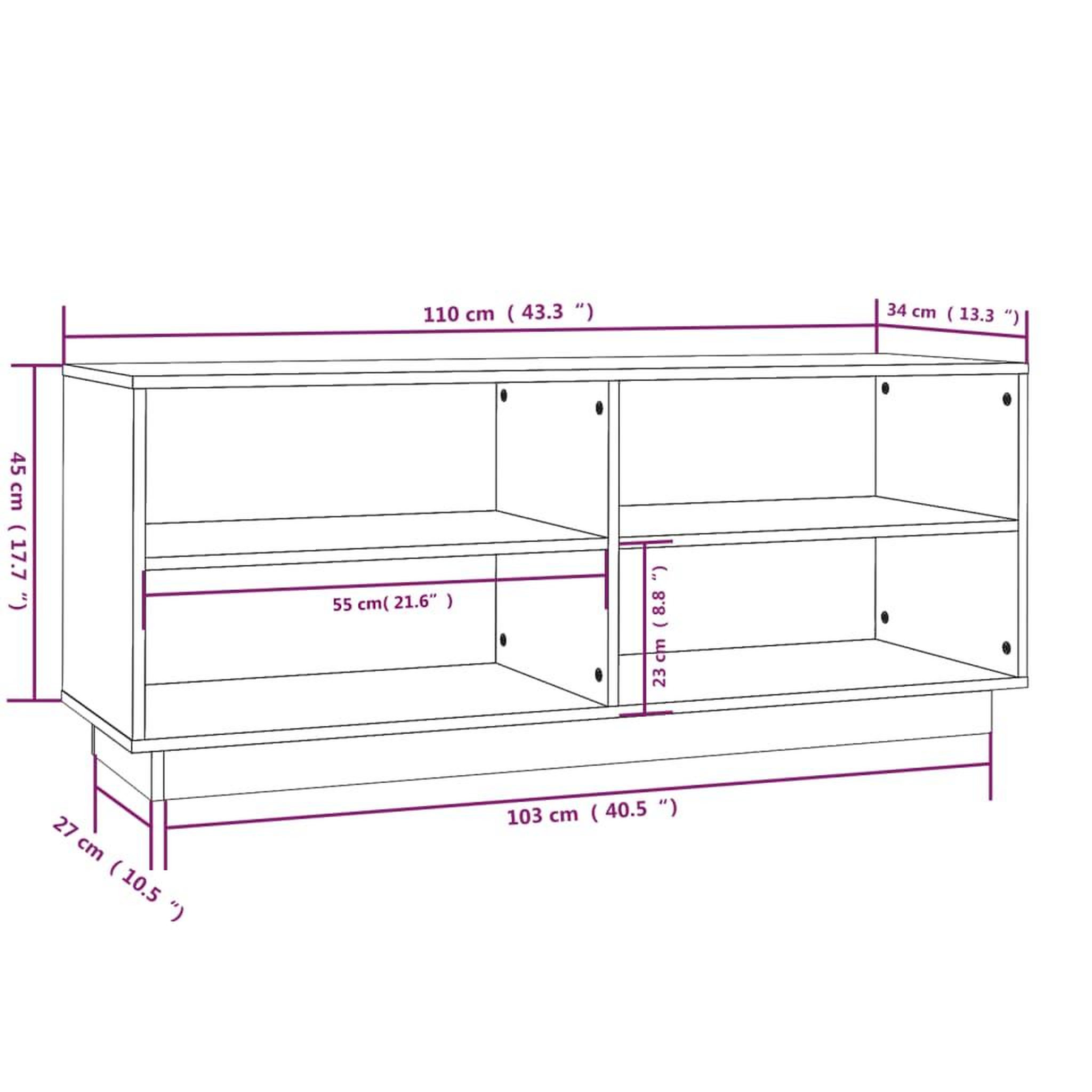 Voir la diapositive 6 : VIDAXL Armoire a chaussures Blanc 110x34x45 cm Bois de pin massif