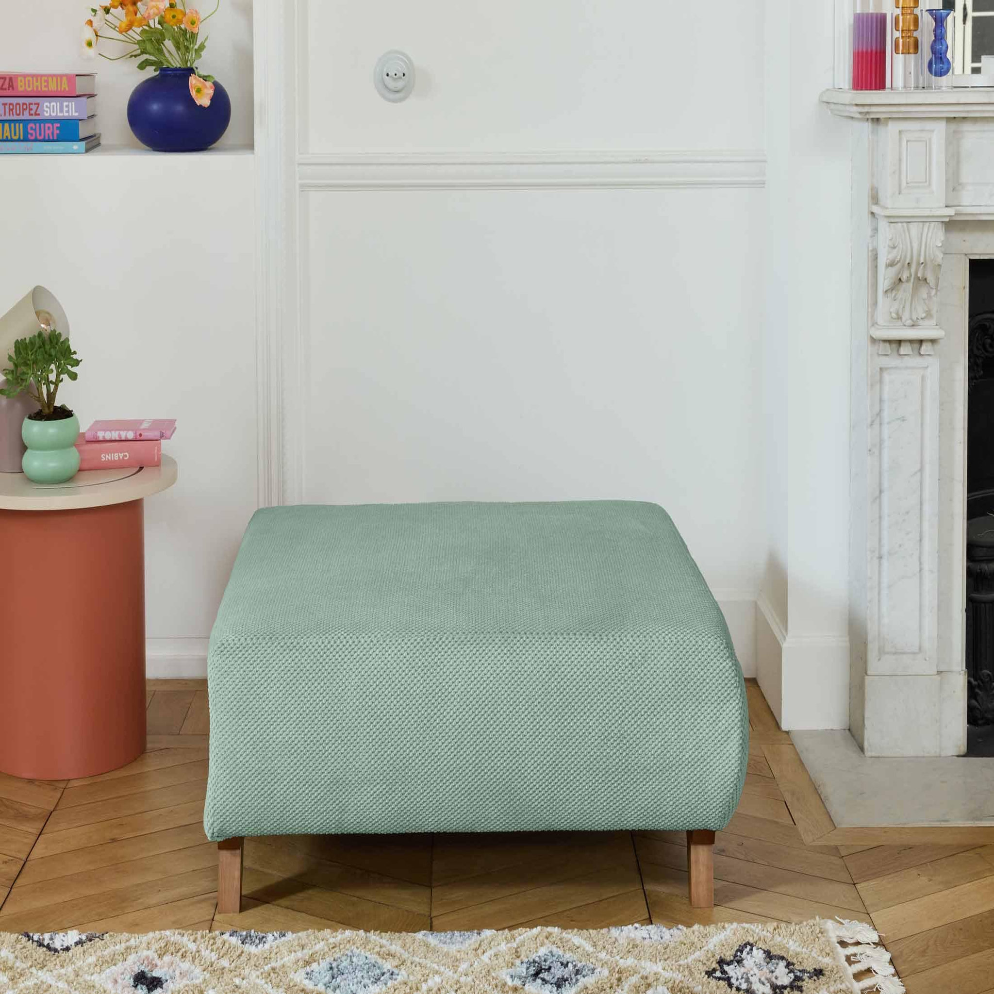 Voir la diapositive 2 : BEST MOBILIER Cristal - pouf modulable - 95 cm - en velours texturé