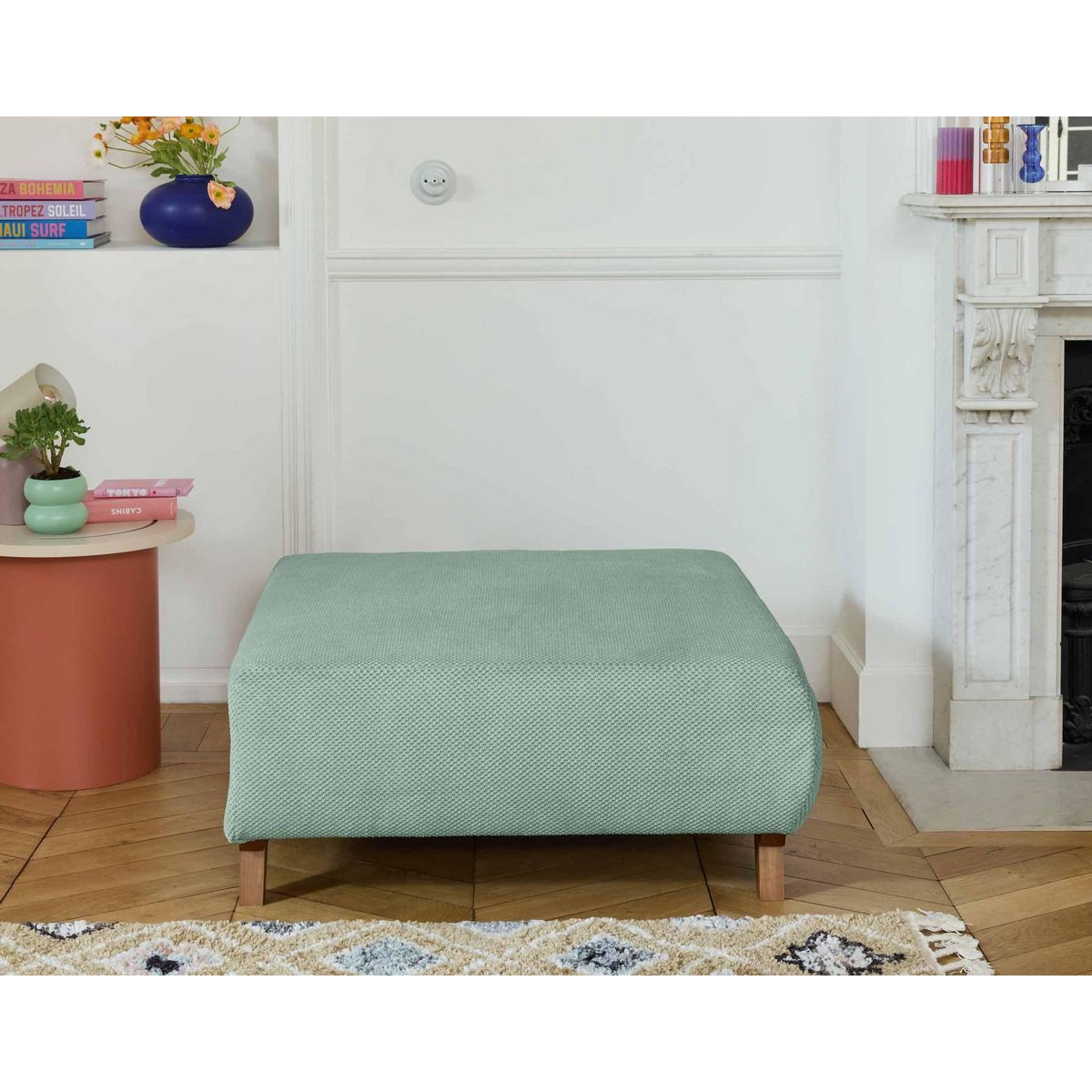 BEST MOBILIER Cristal - pouf modulable - 95 cm - en velours texturé