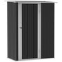 Voir la diapositive 1 : OUTSUNNY Abri de jardin - remise pour outils - cabanon porte verrouillable - dim. 142L x 84l x 189H cm - tôle d'acier anthracite blanc