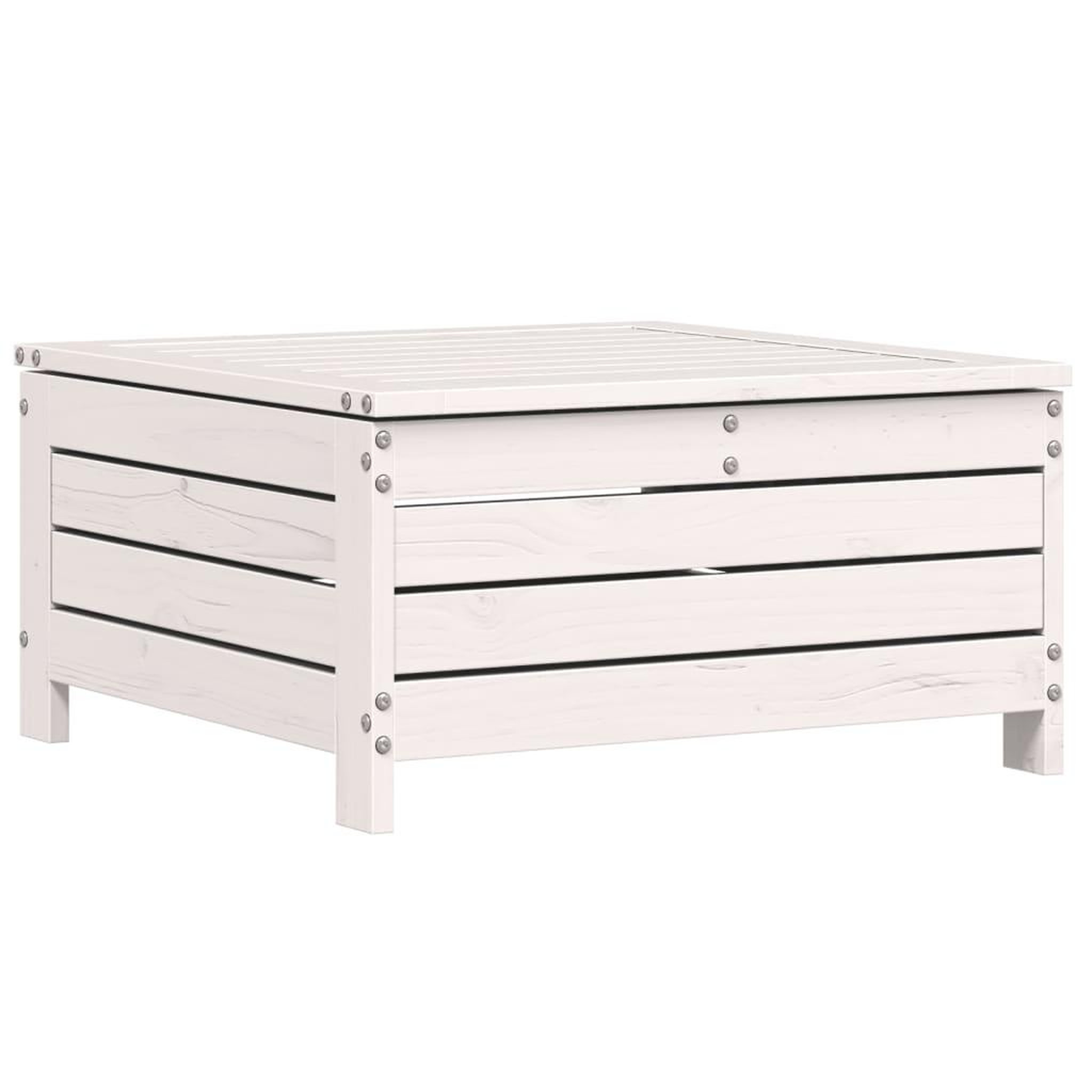 Voir la diapositive 2 : VIDAXL Repose-pied de jardin avec coussin blanc bois de pin massif