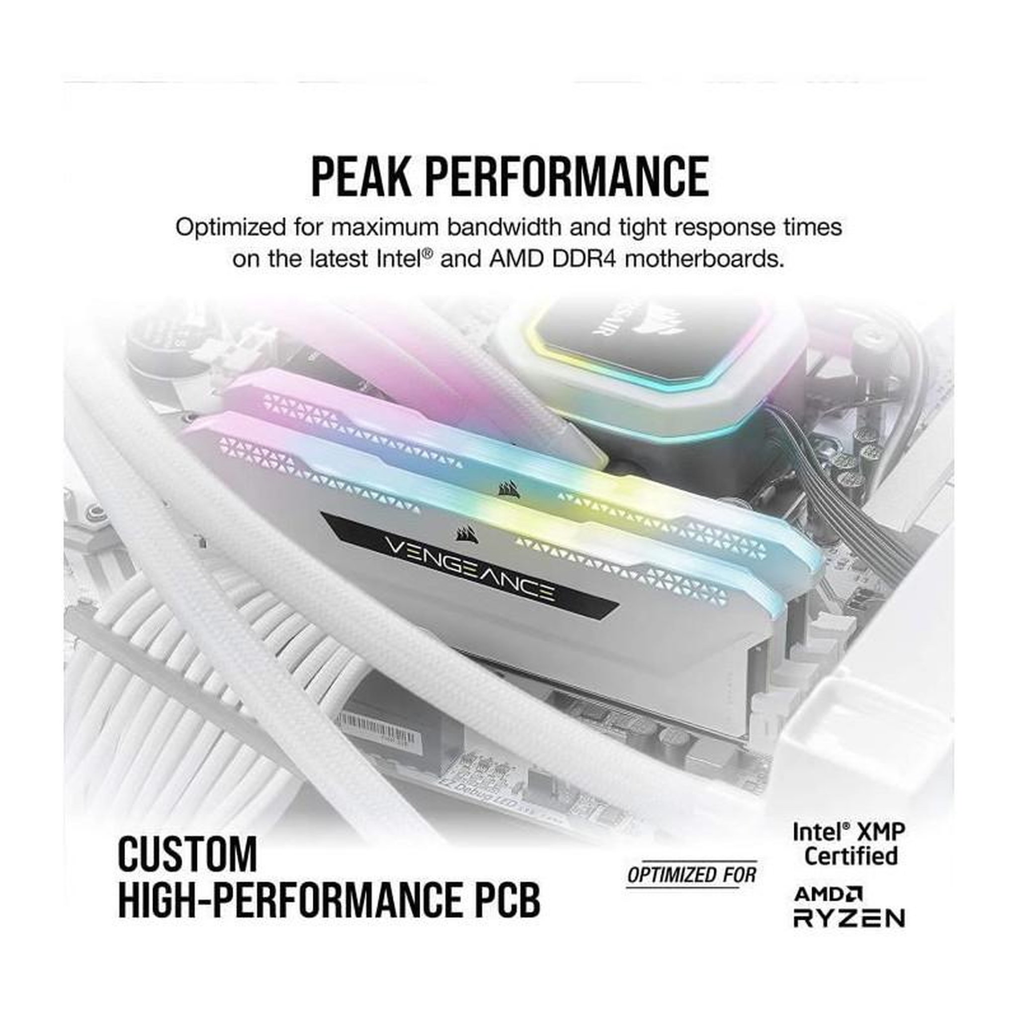 Voir la diapositive 4 : Corsair CORSAIR Memoire PC DDR4 - VENGEANCE RGB PRO SL 32Go 2x16Go - 3200Mhz - CAS 16 - White CMH32GX4M2E3200C16W
