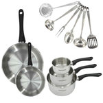 Fackelmann Set 2 poêles 20 et 28 cm, 3 casseroles en inox et 6 ustensiles inox Fackelmann Geneva