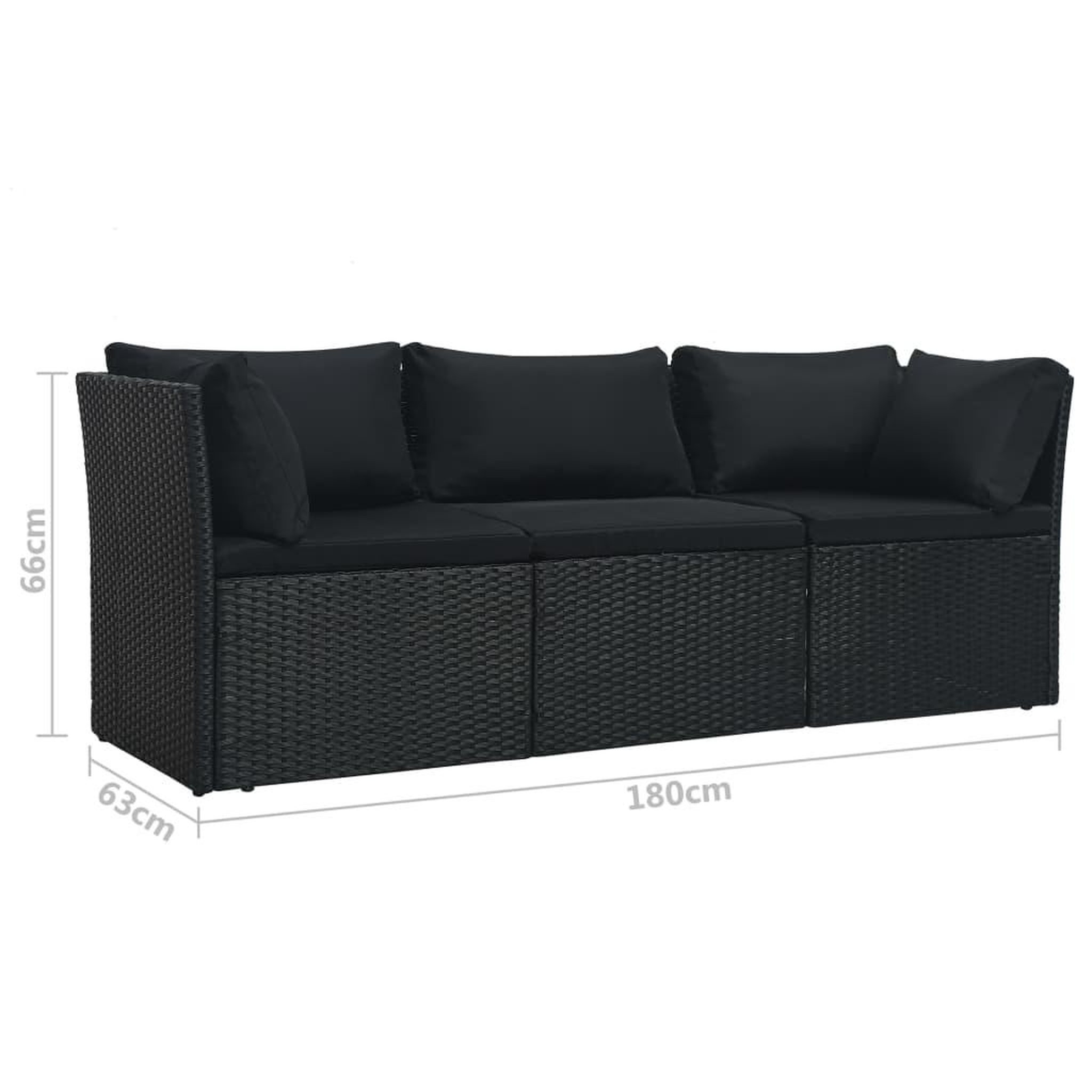Voir la diapositive 6 : VIDAXL Salon de jardin 4 pcs avec coussins Resine tressee Noir