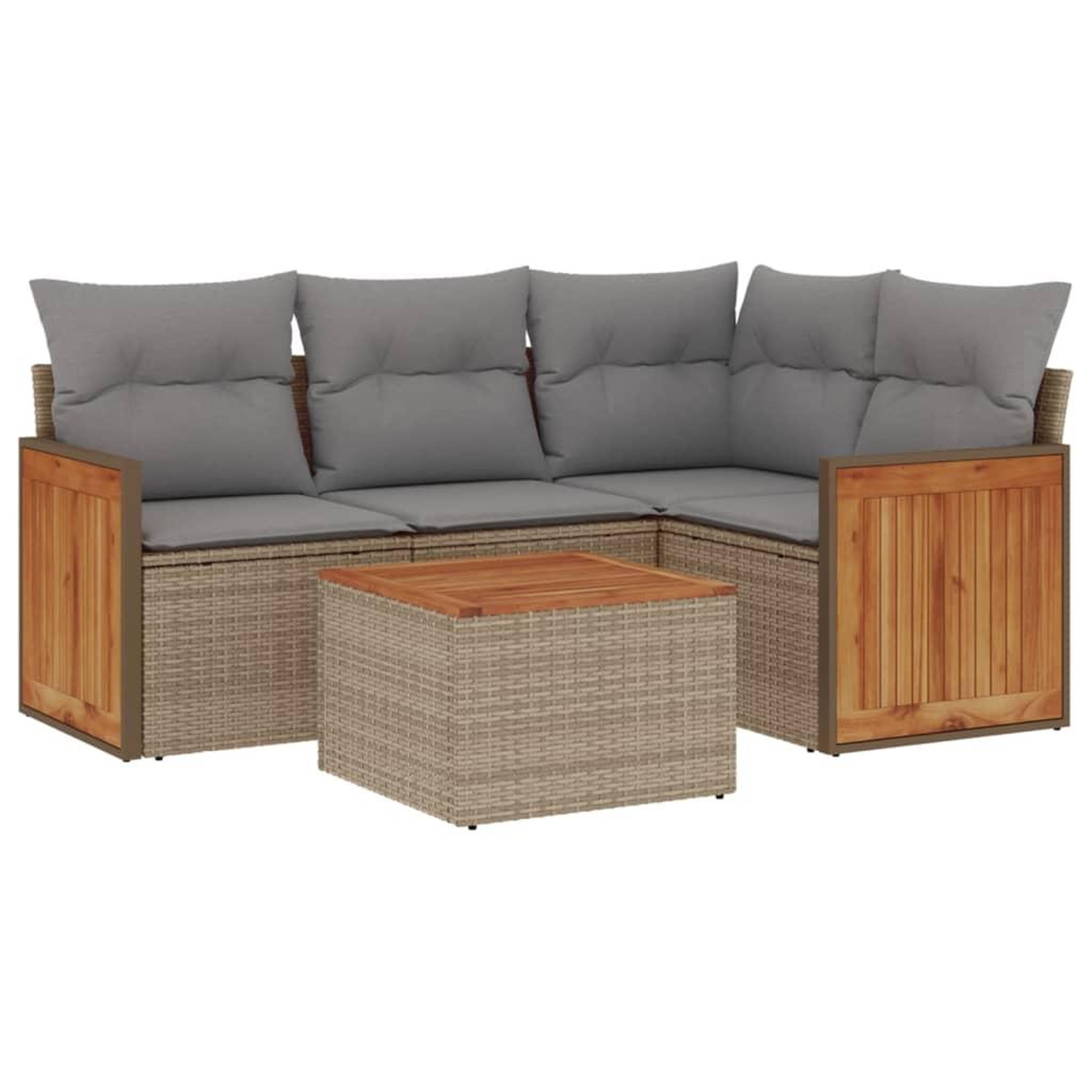 Voir la diapositive 2 : VIDAXL Salon de jardin avec coussins 5 pcs beige resine tressee