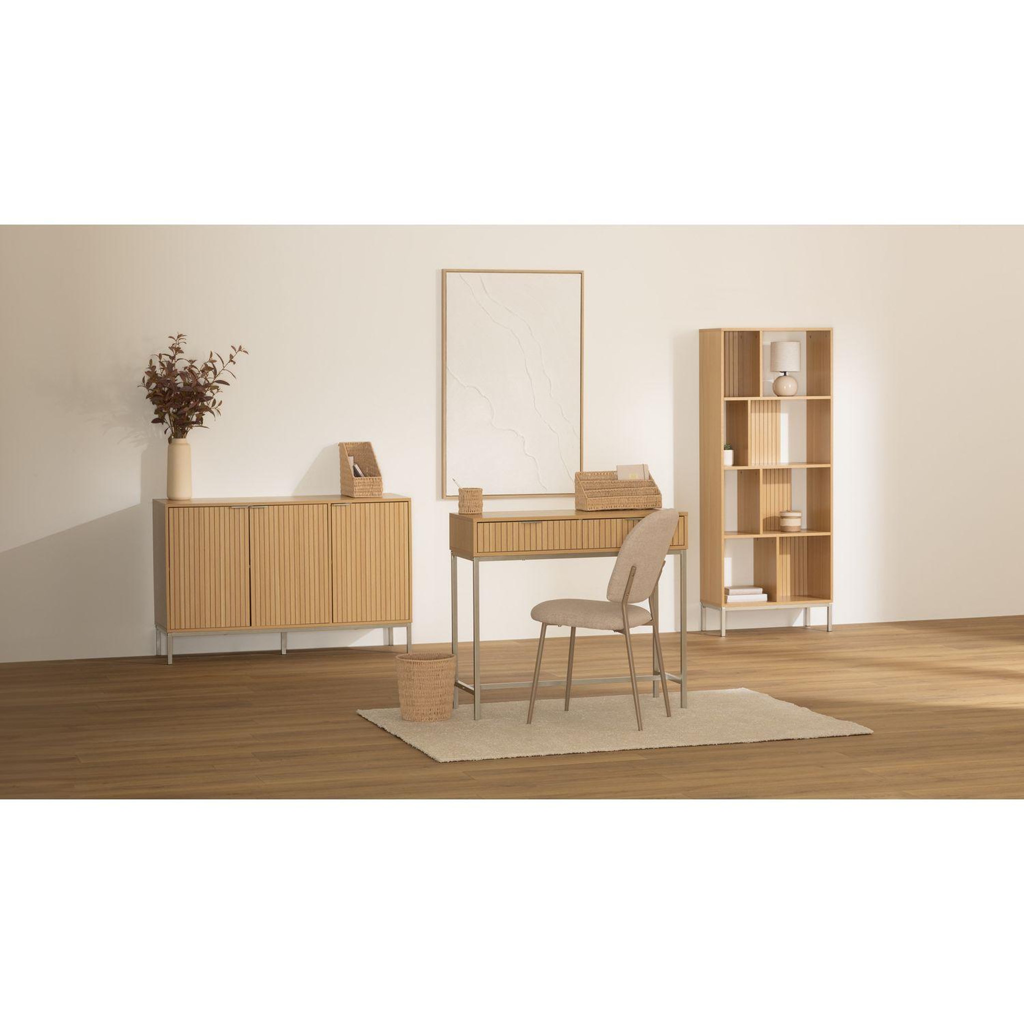 Voir la diapositive 2 : FIVE Buffet bas 3 portes en bois tasso - beige