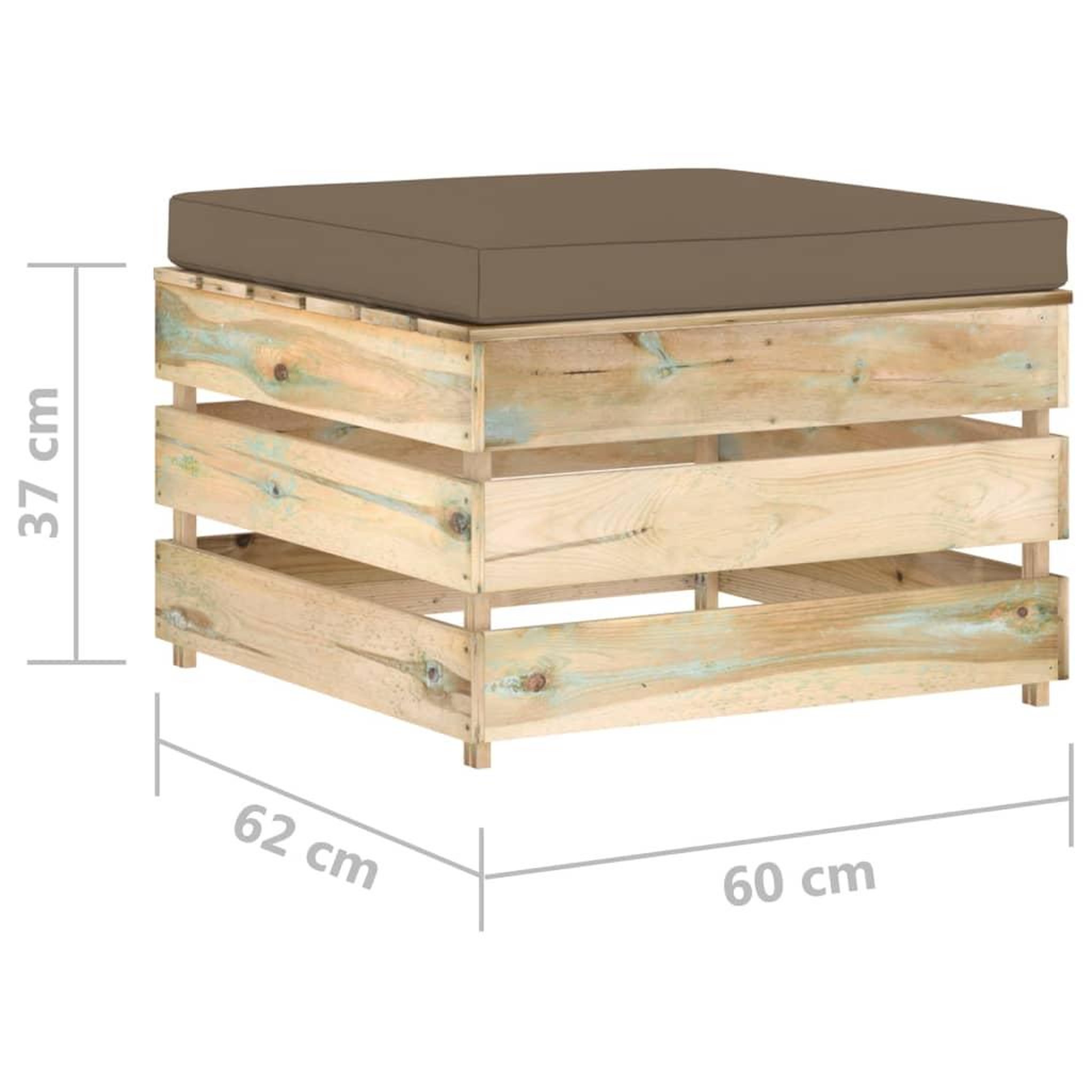Voir la diapositive 6 : VIDAXL Pouf sectionnel avec coussin vert bois impregne