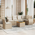 VIDAXL Salon de jardin avec coussins 7 pcs beige resine tressee