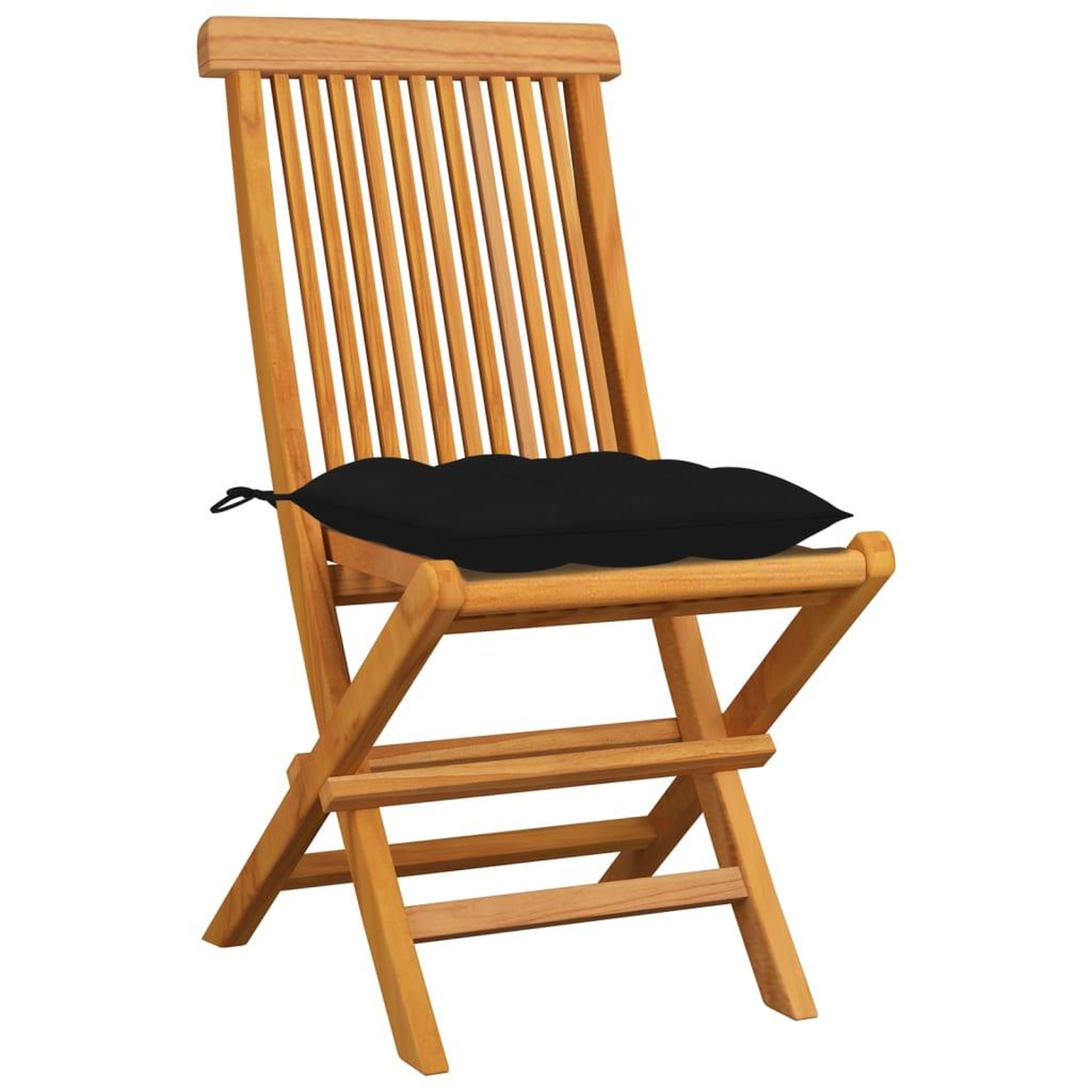 Voir la diapositive 3 : VIDAXL Chaises de jardin et coussins noir lot de 8 Bois de teck massif