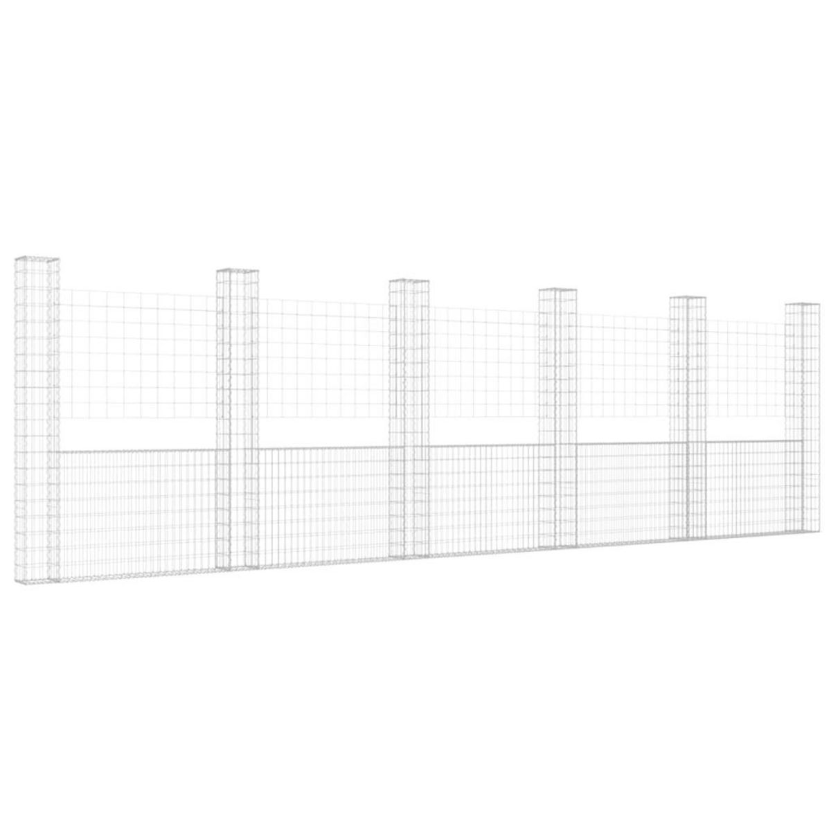 VIDAXL Panier de gabion en forme de U avec 6 poteaux Fer 620x20x200 cm