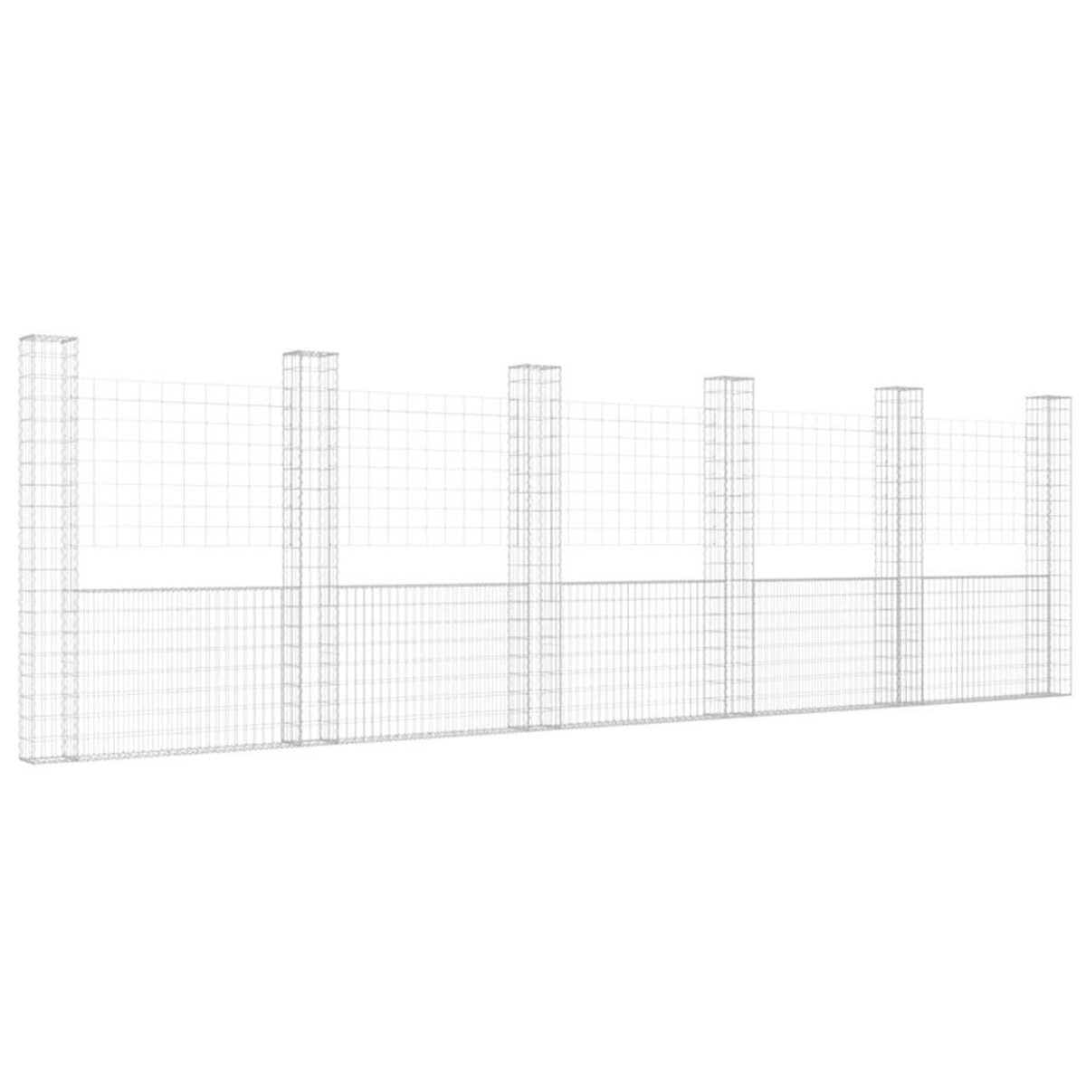 VIDAXL Panier de gabion en forme de U avec 6 poteaux Fer 620x20x200 cm