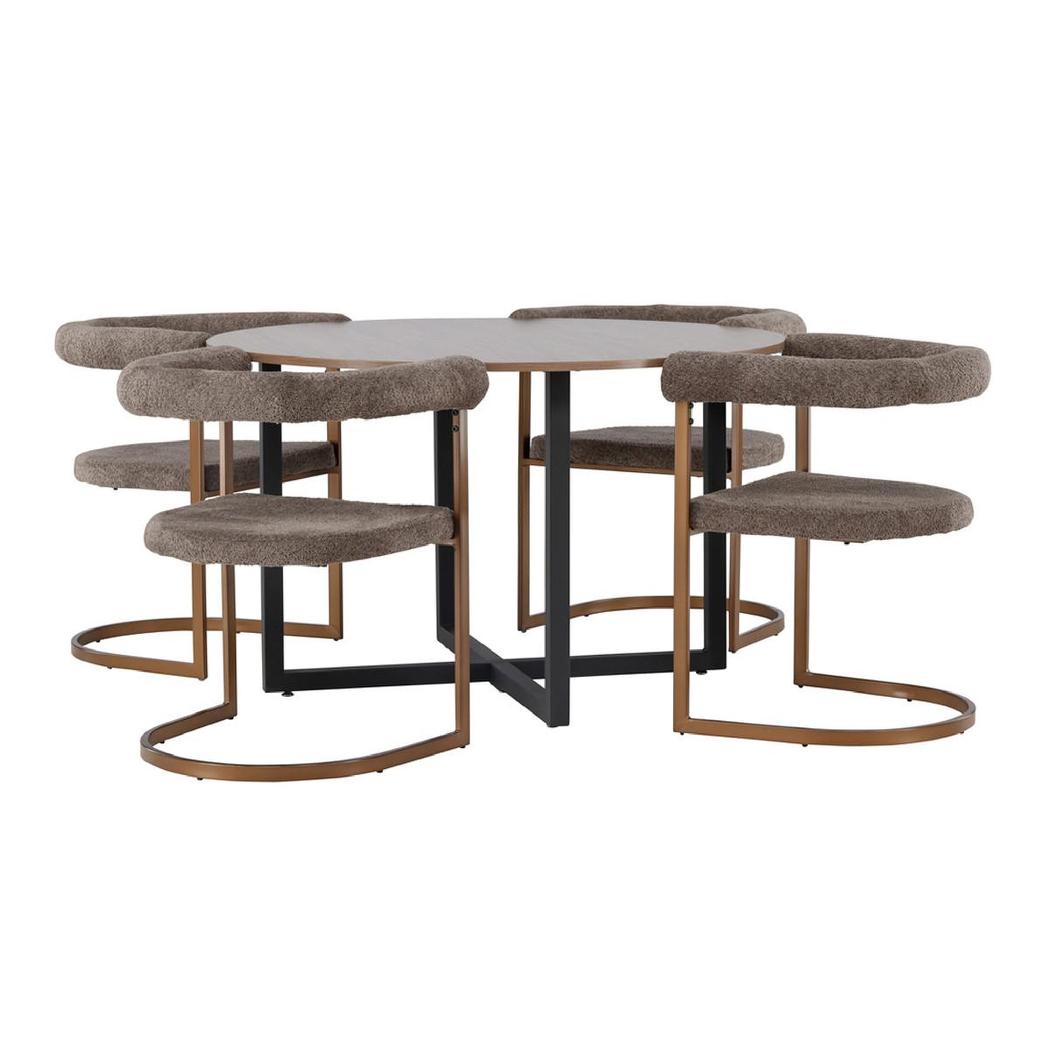 Paris Prix Ensemble table à manger & 4 chaises  durango & morning  120cm noyer & marron